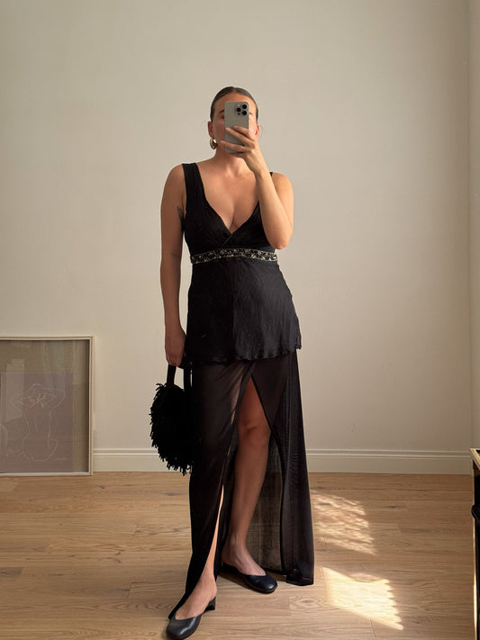 Pure silk black top