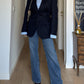 Brando pinstriped blue wool