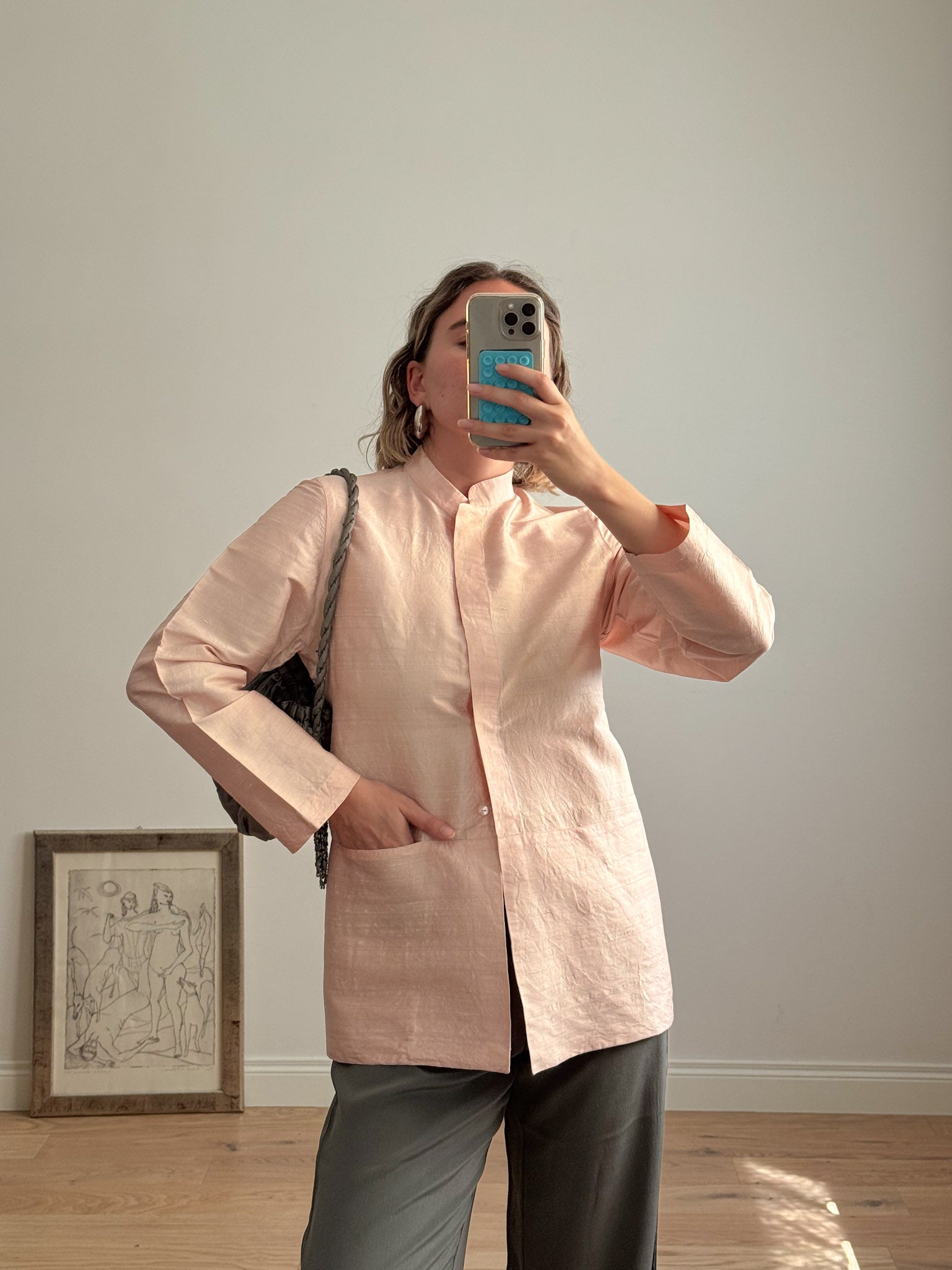 Pure silk pink shirt