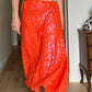 Sequins orange midi skirt