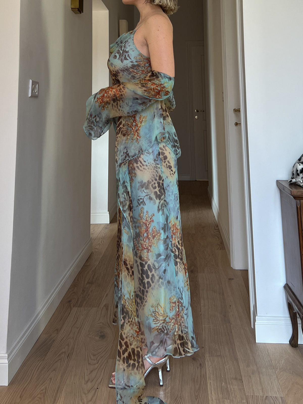 Pure silk animalier dress