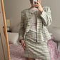 Tweed ivory and sky suit