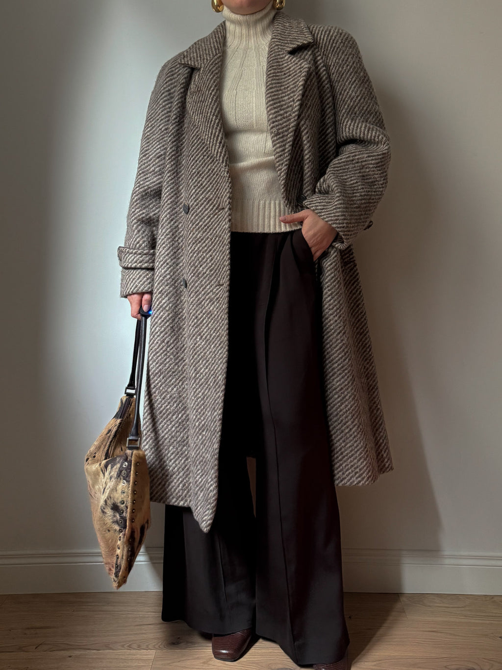 Pure wool herringbone coat