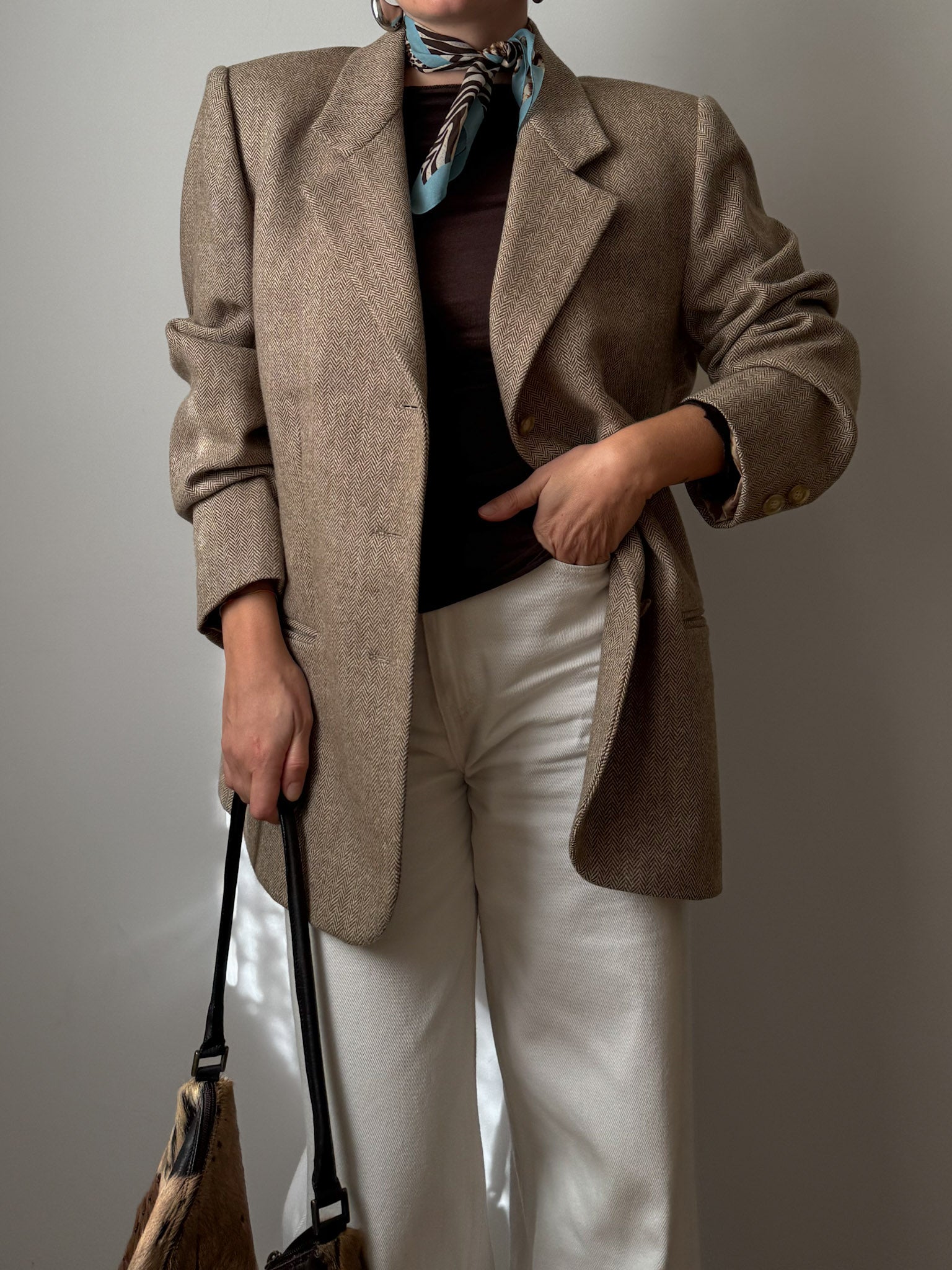 Pure wool herringbone blazer