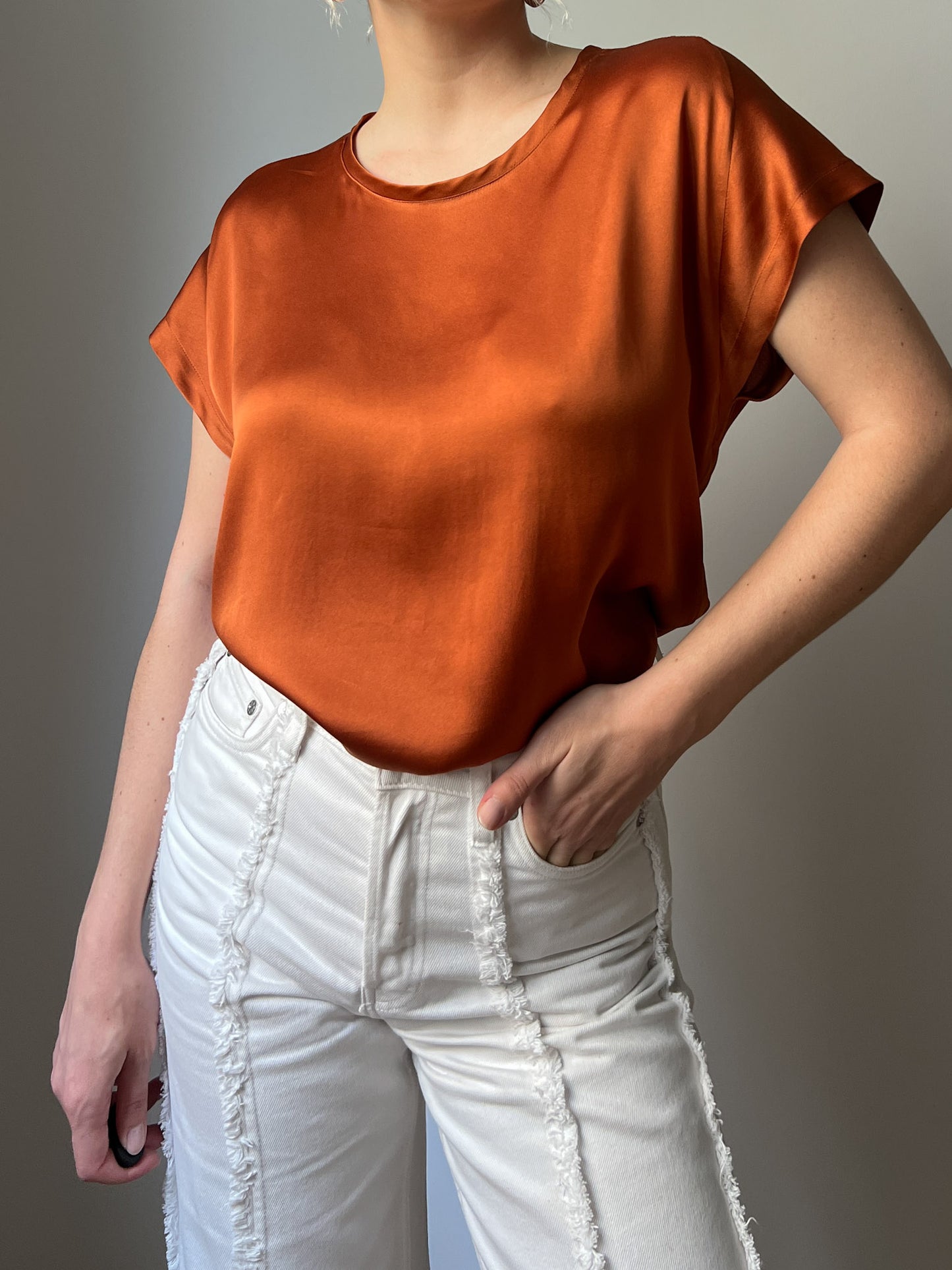 Pure silk orange top