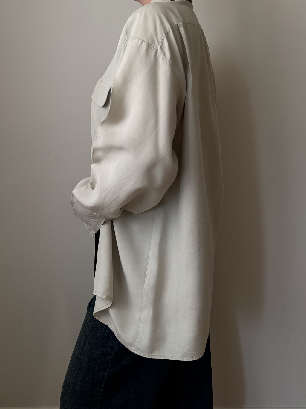 Camicia in pura seta opaca effetto cotone