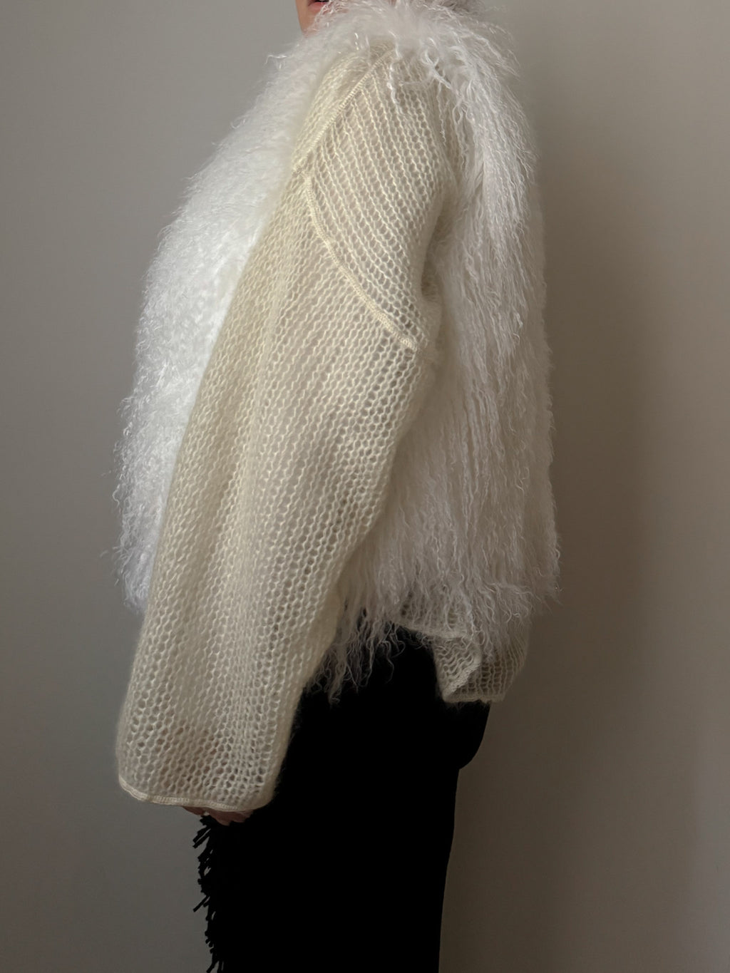 Real mongolian white vest