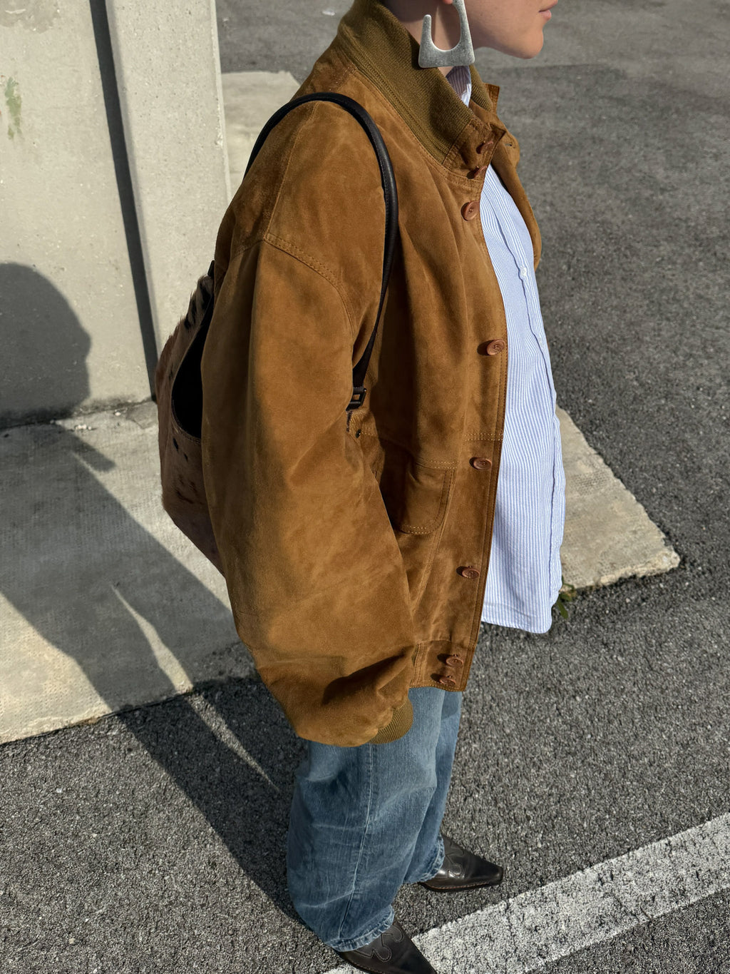 Real suede caramel bomber