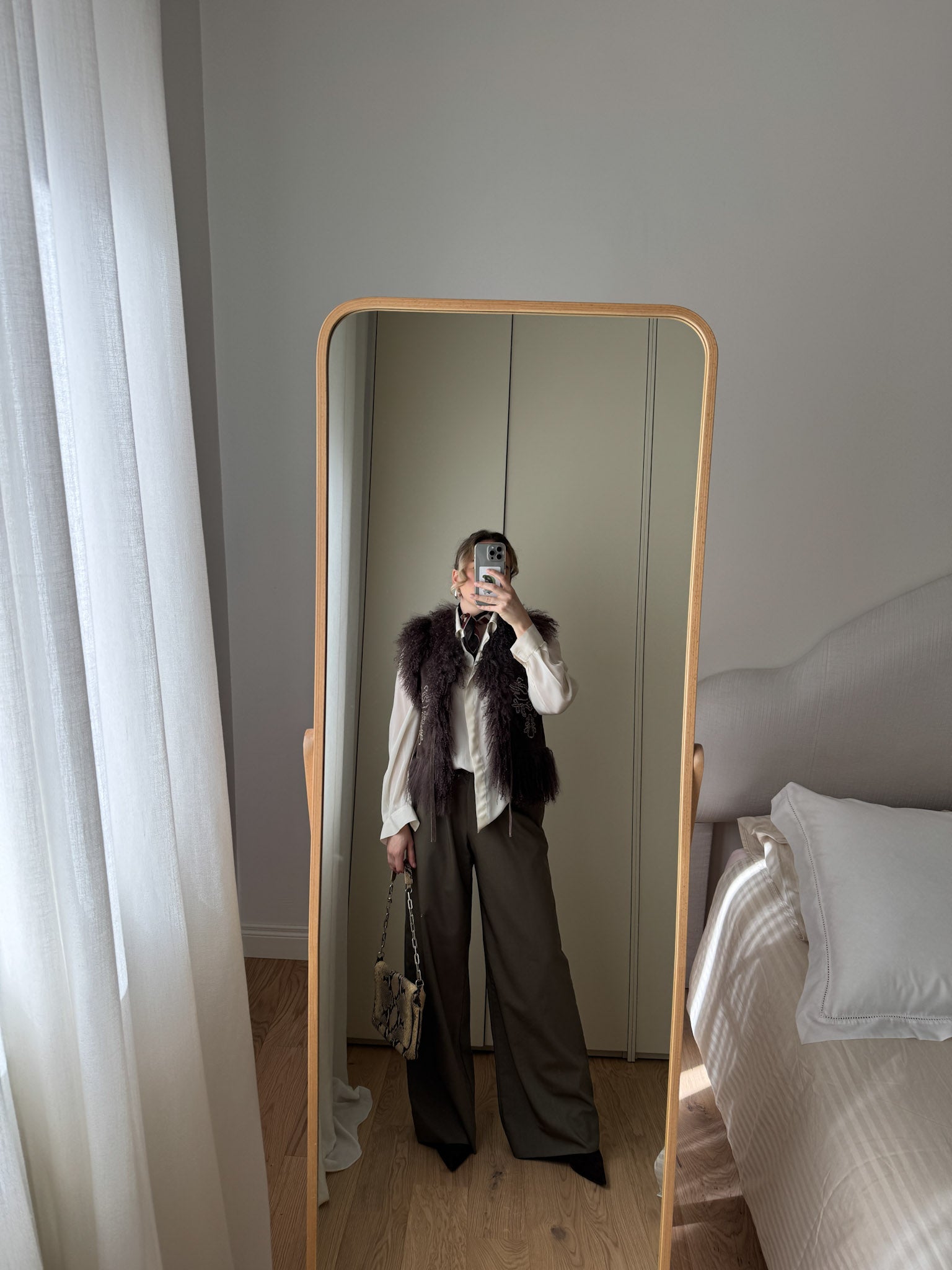 Mongolia and suede gilet