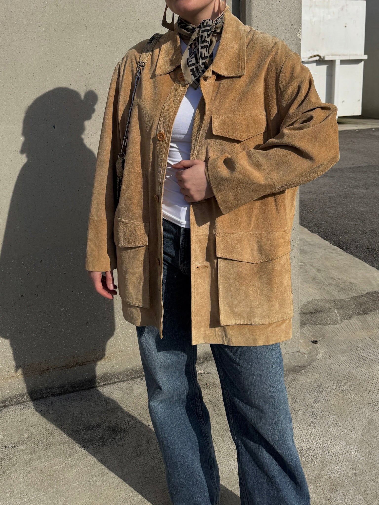 Real suede camel jacket