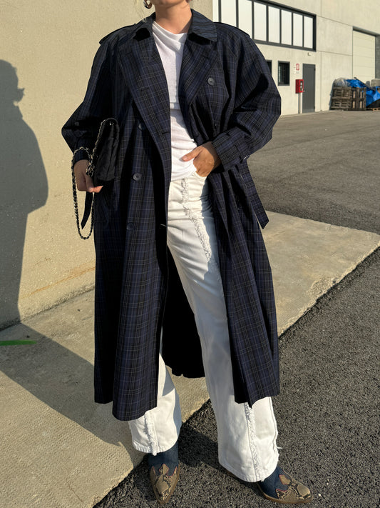 Tartan blue trench