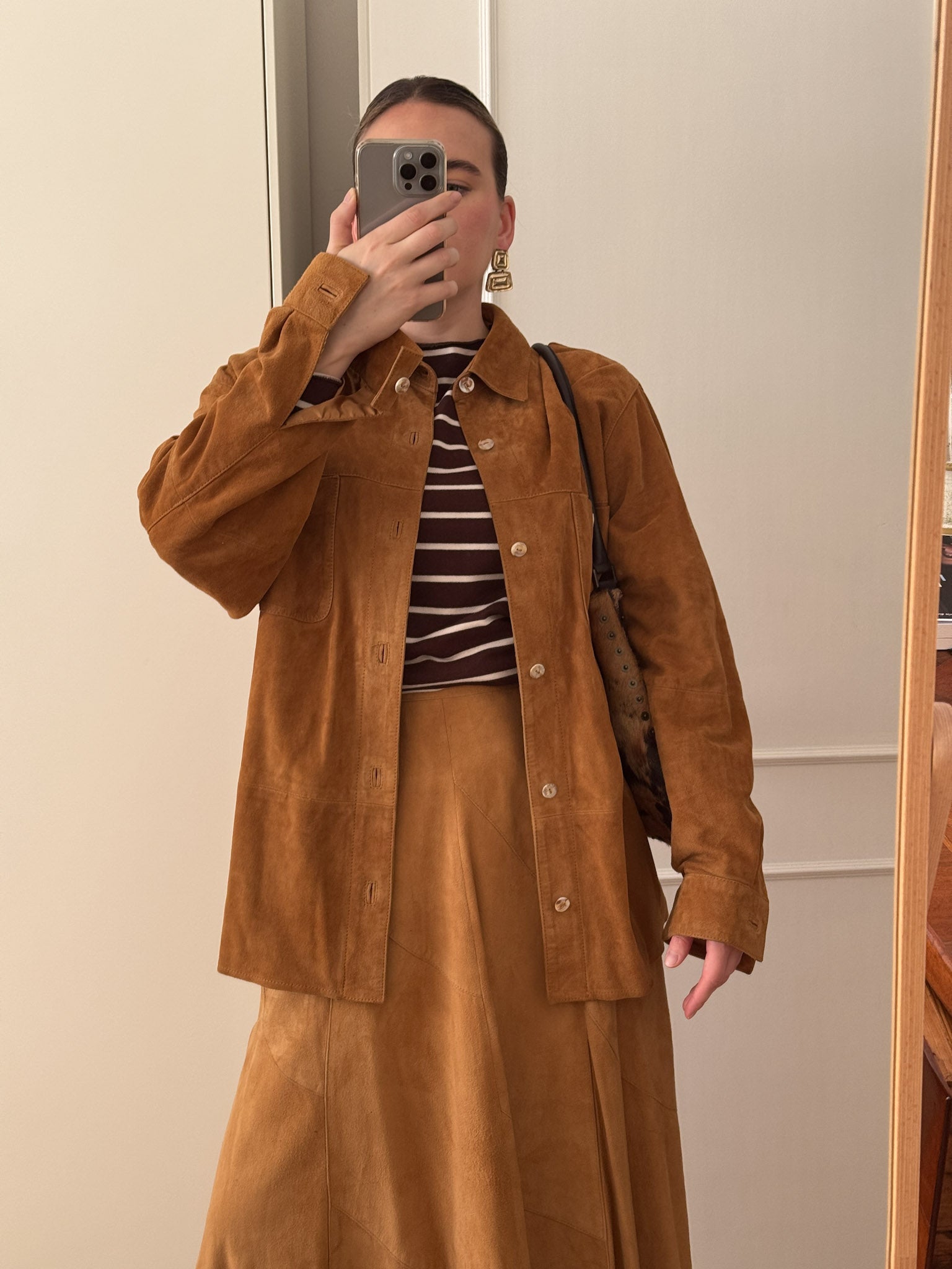 Real suede camel jacket