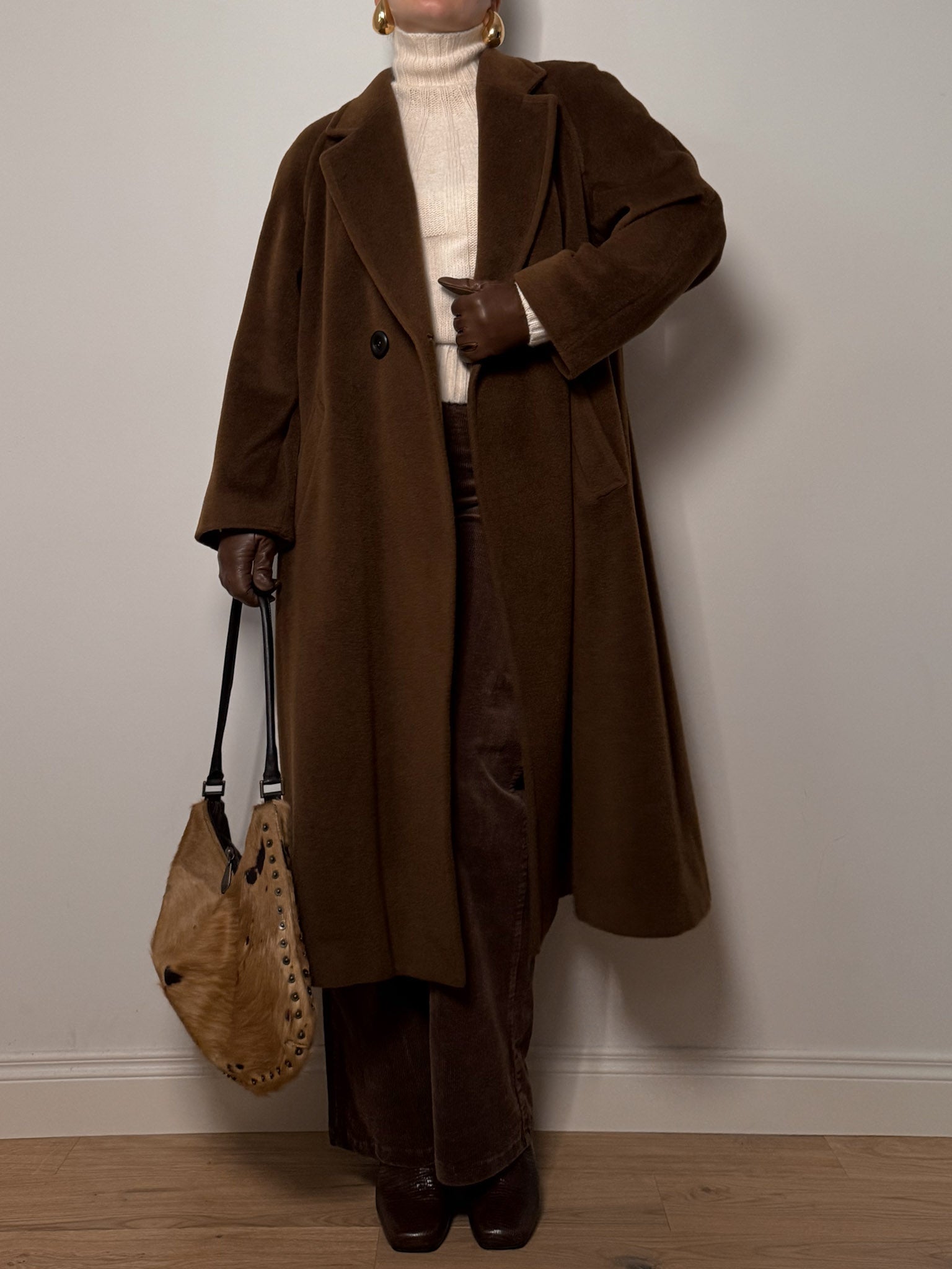 Pure virgin wool brown coat