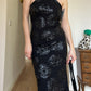 Pure silk sequins black dress