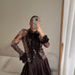Pure silk rouches printed shirt
