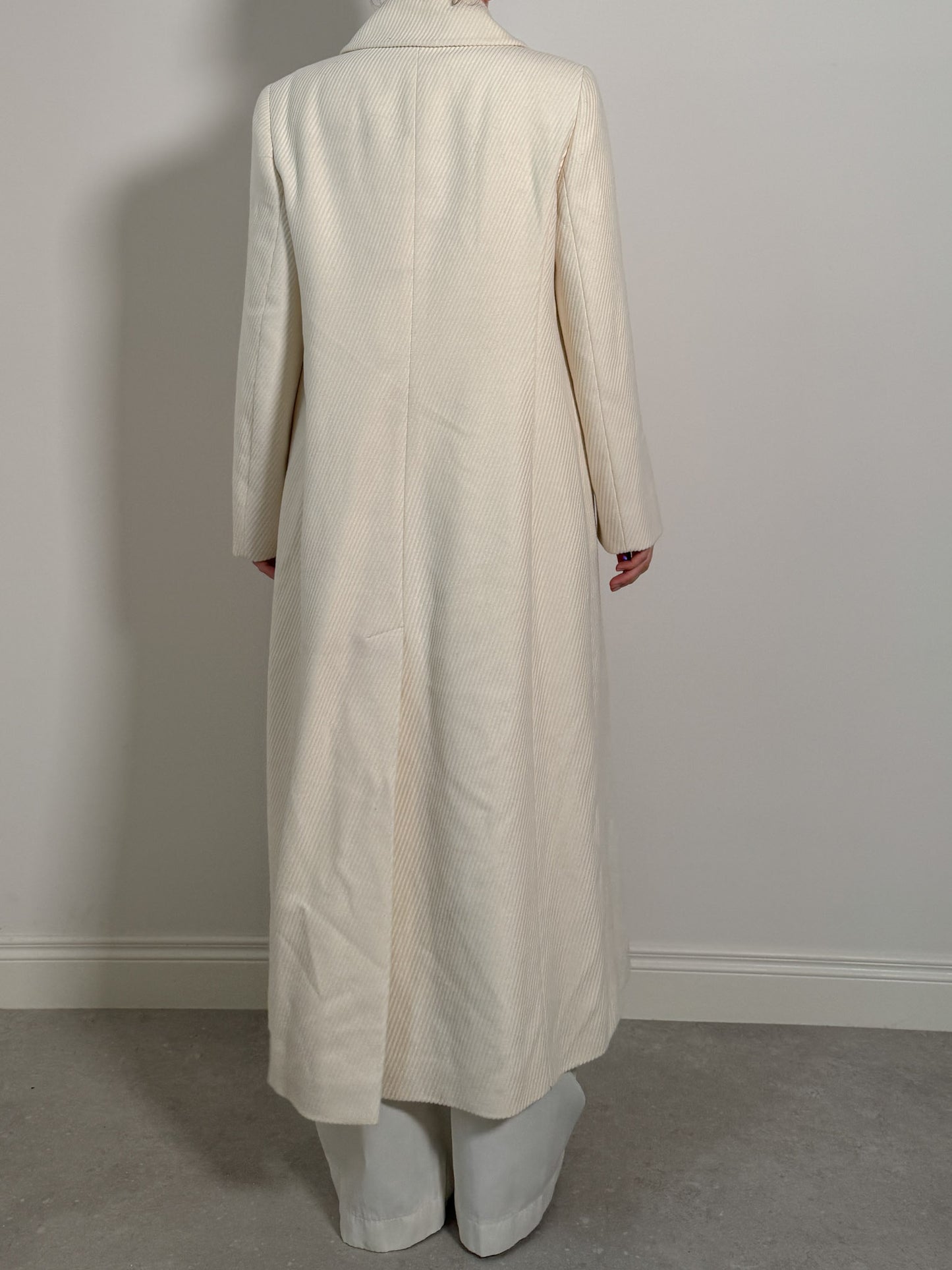 Cotton and virgin wool ivory coat