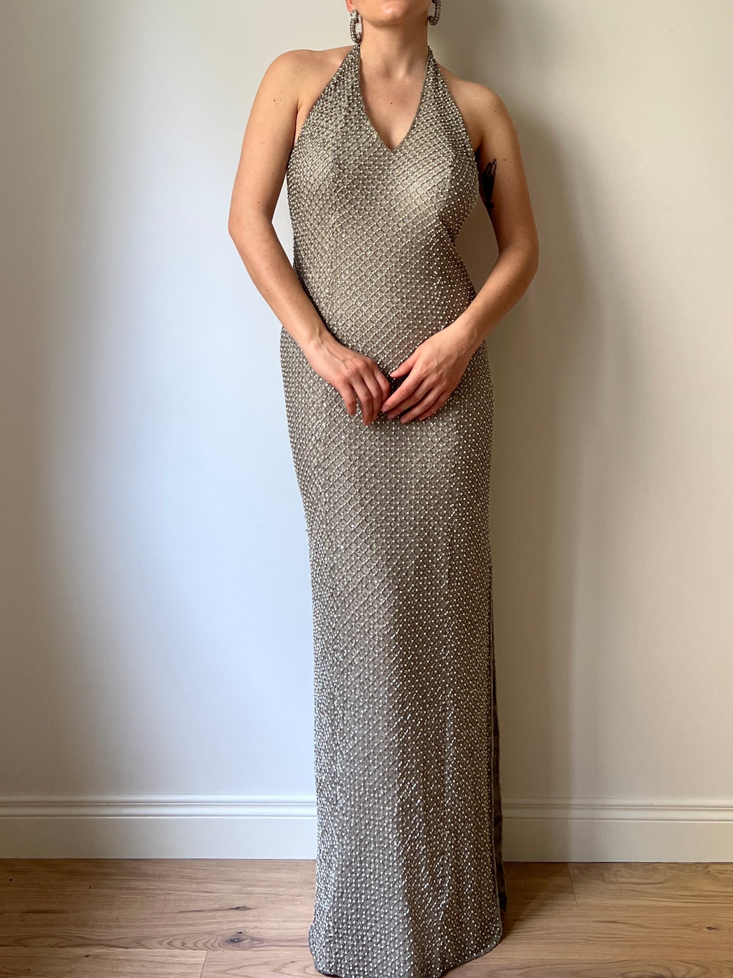 Tailored silver long dress