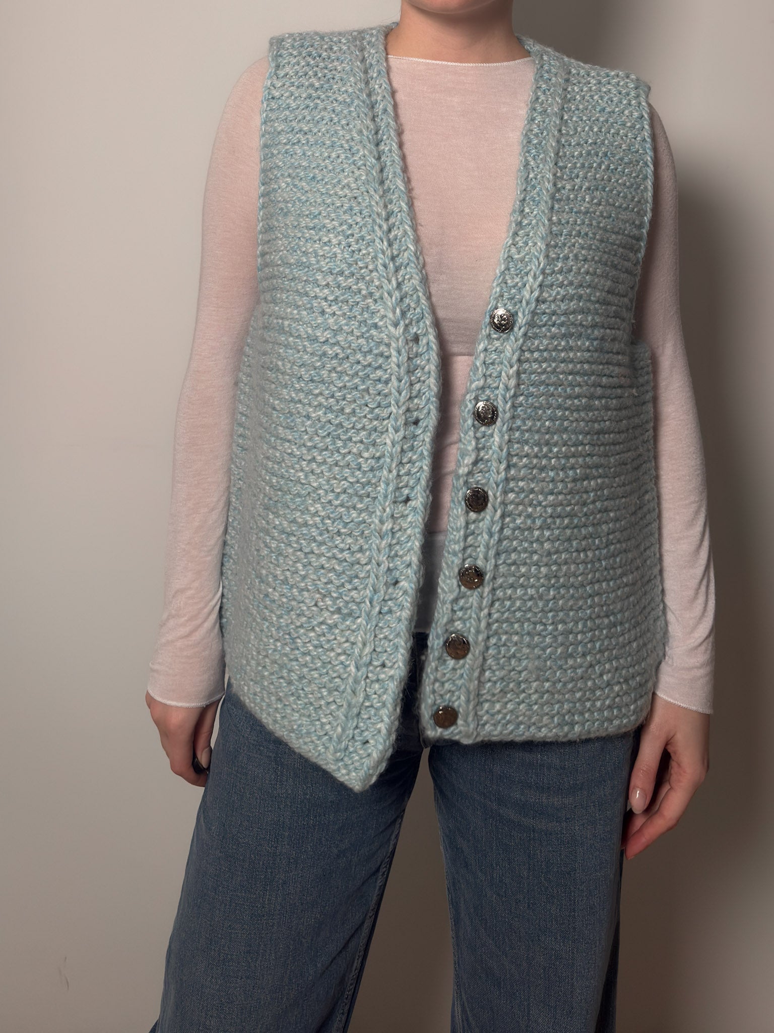 Pure wool handmade sky vest
