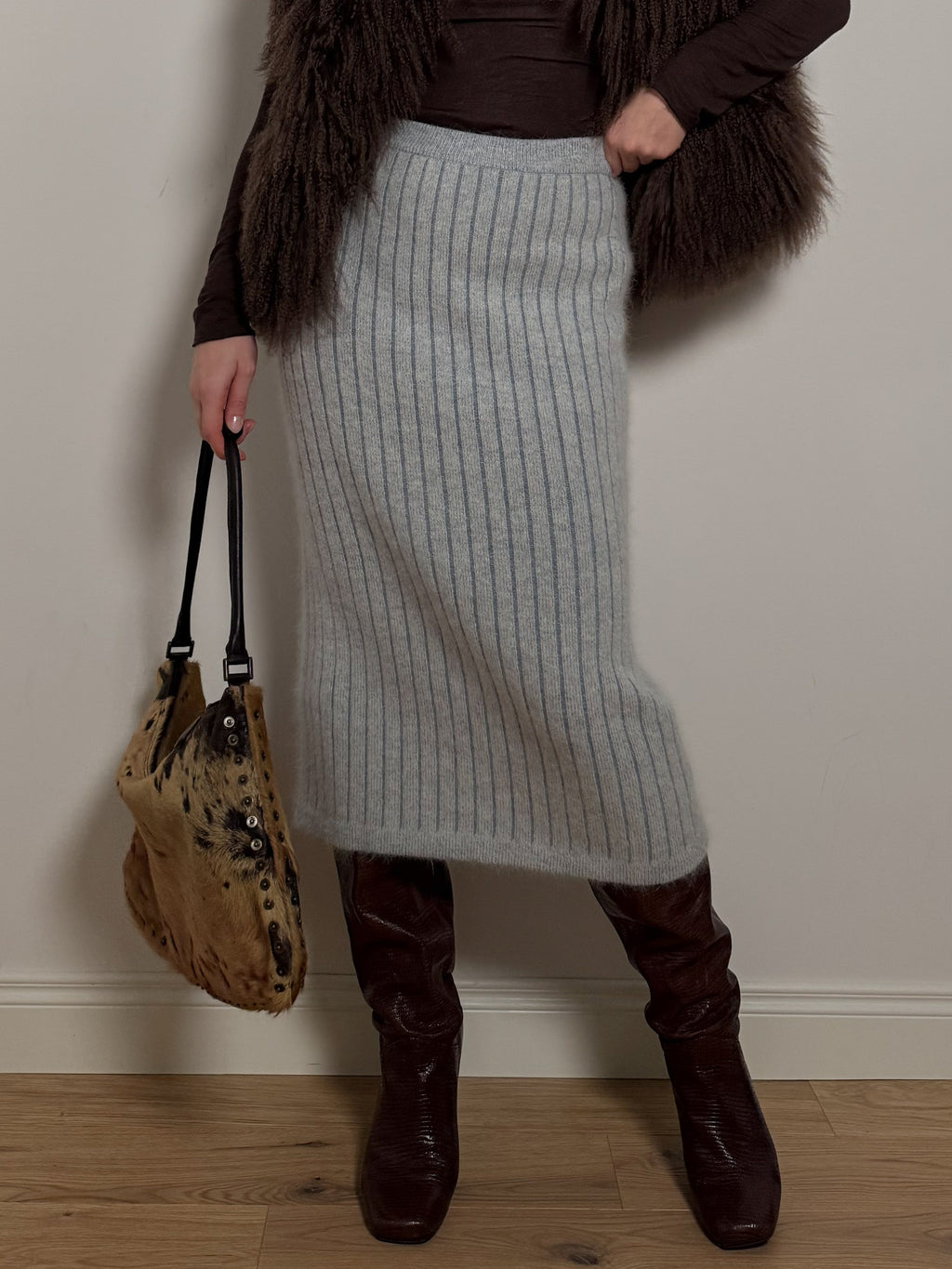Wool and angora sky skirt