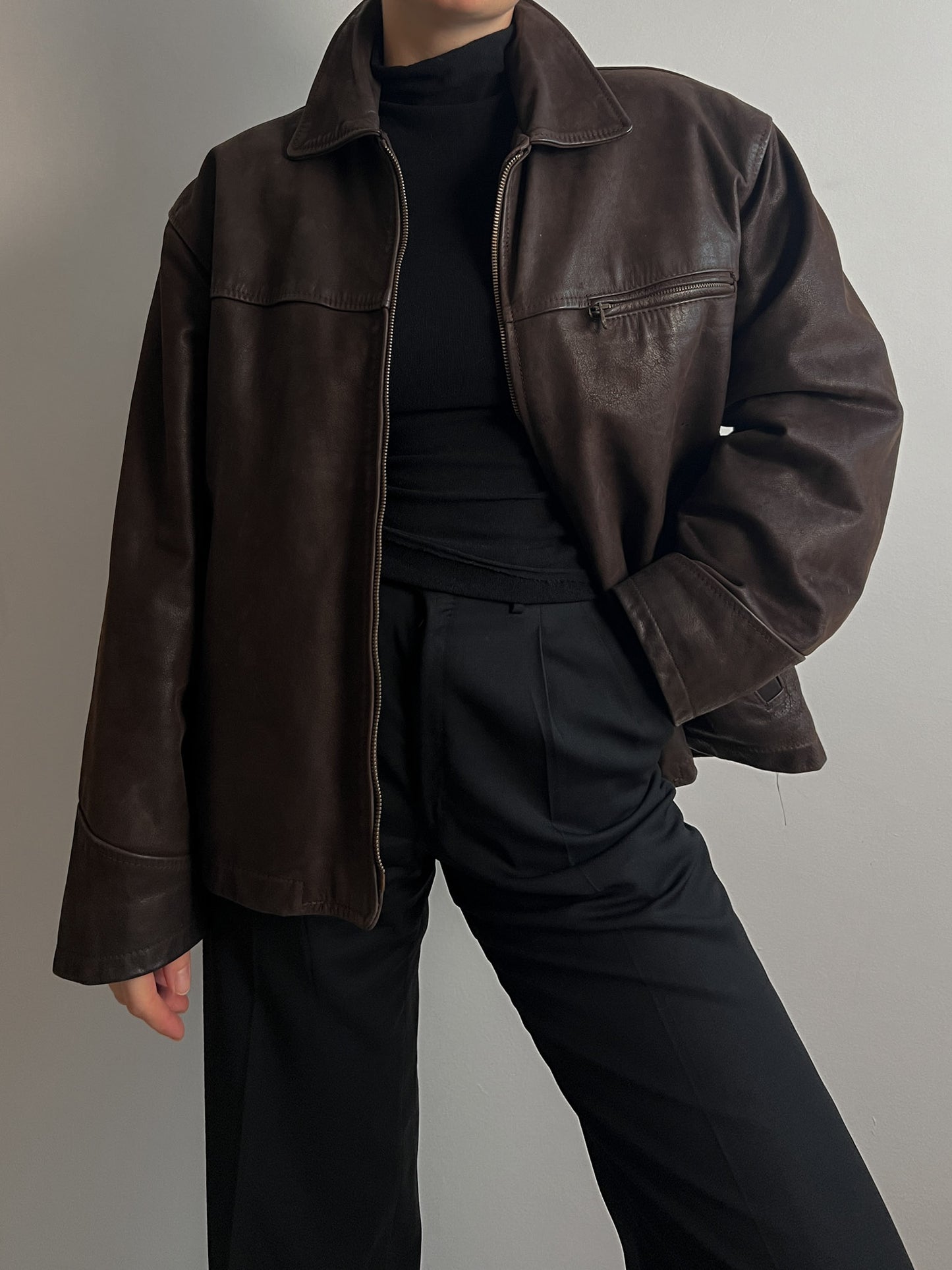 Real leather chocolate jacket