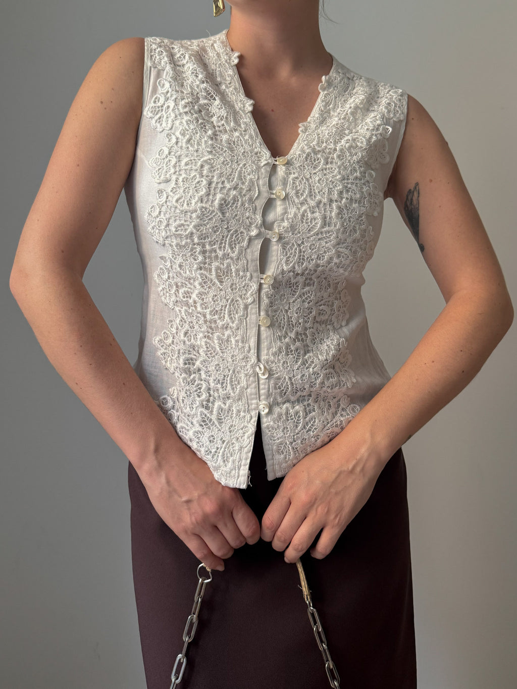 Pure linen embroidered top