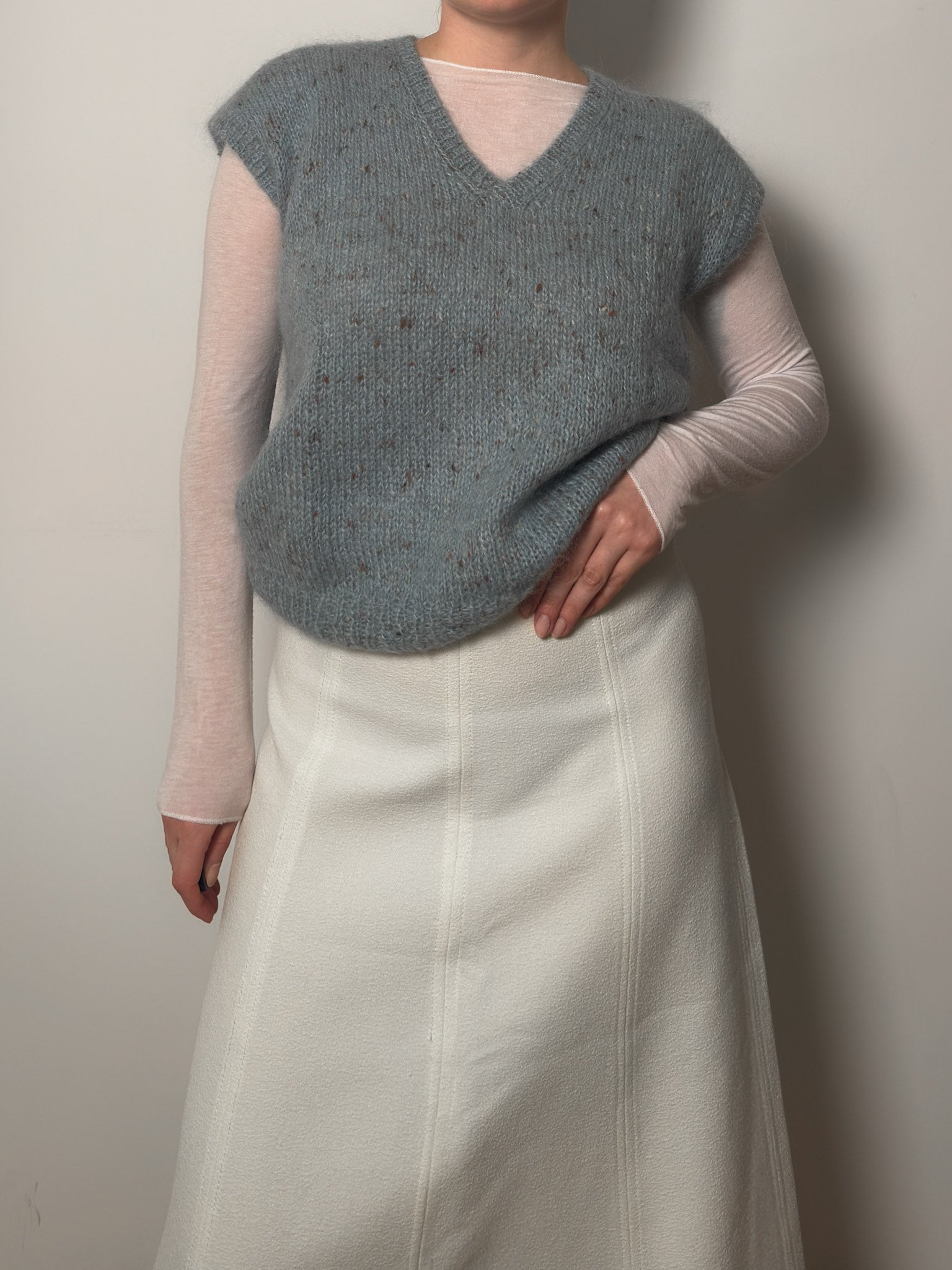 Pure wool handmade sky vest