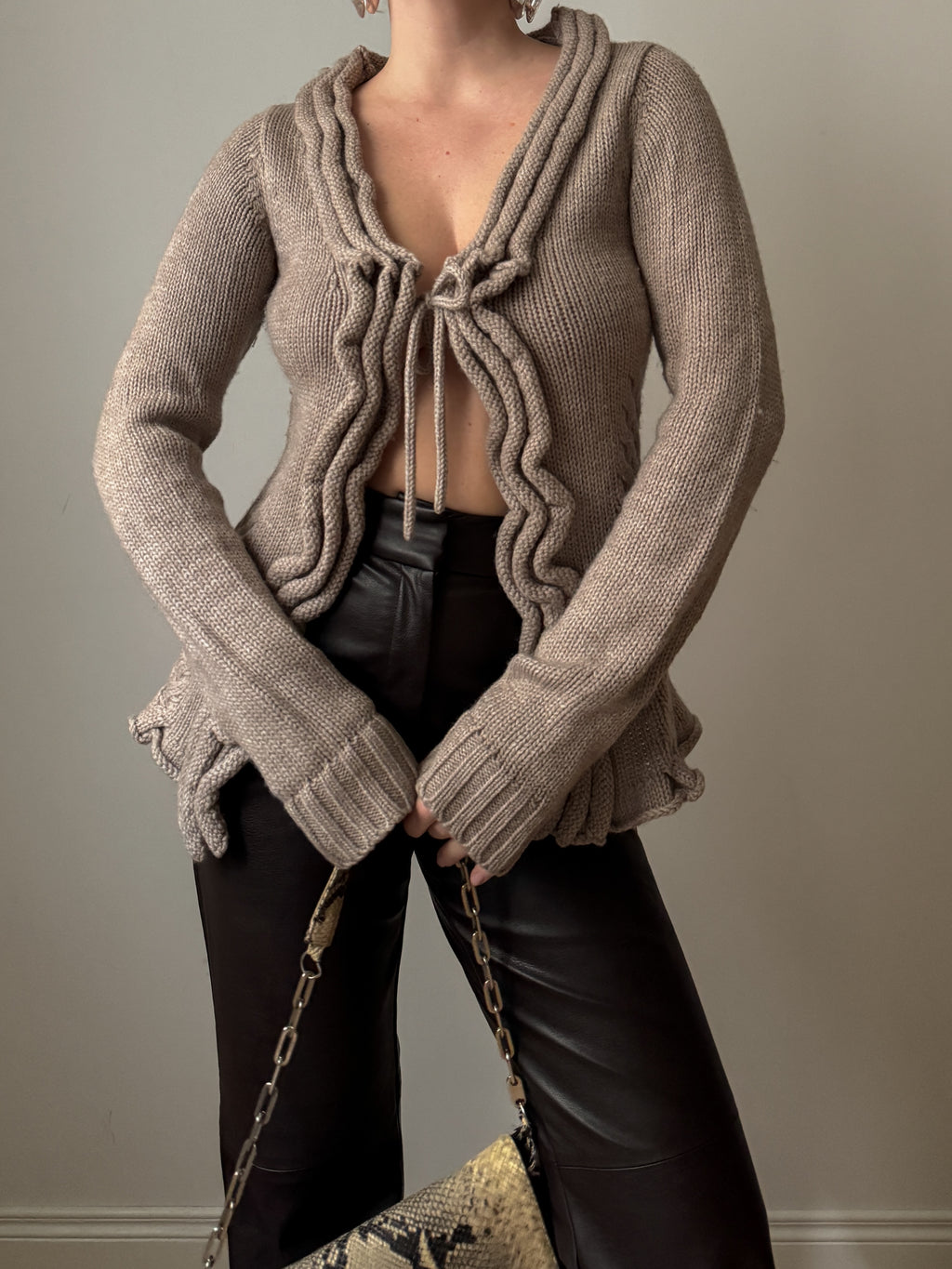 Wool blend sand cardigan