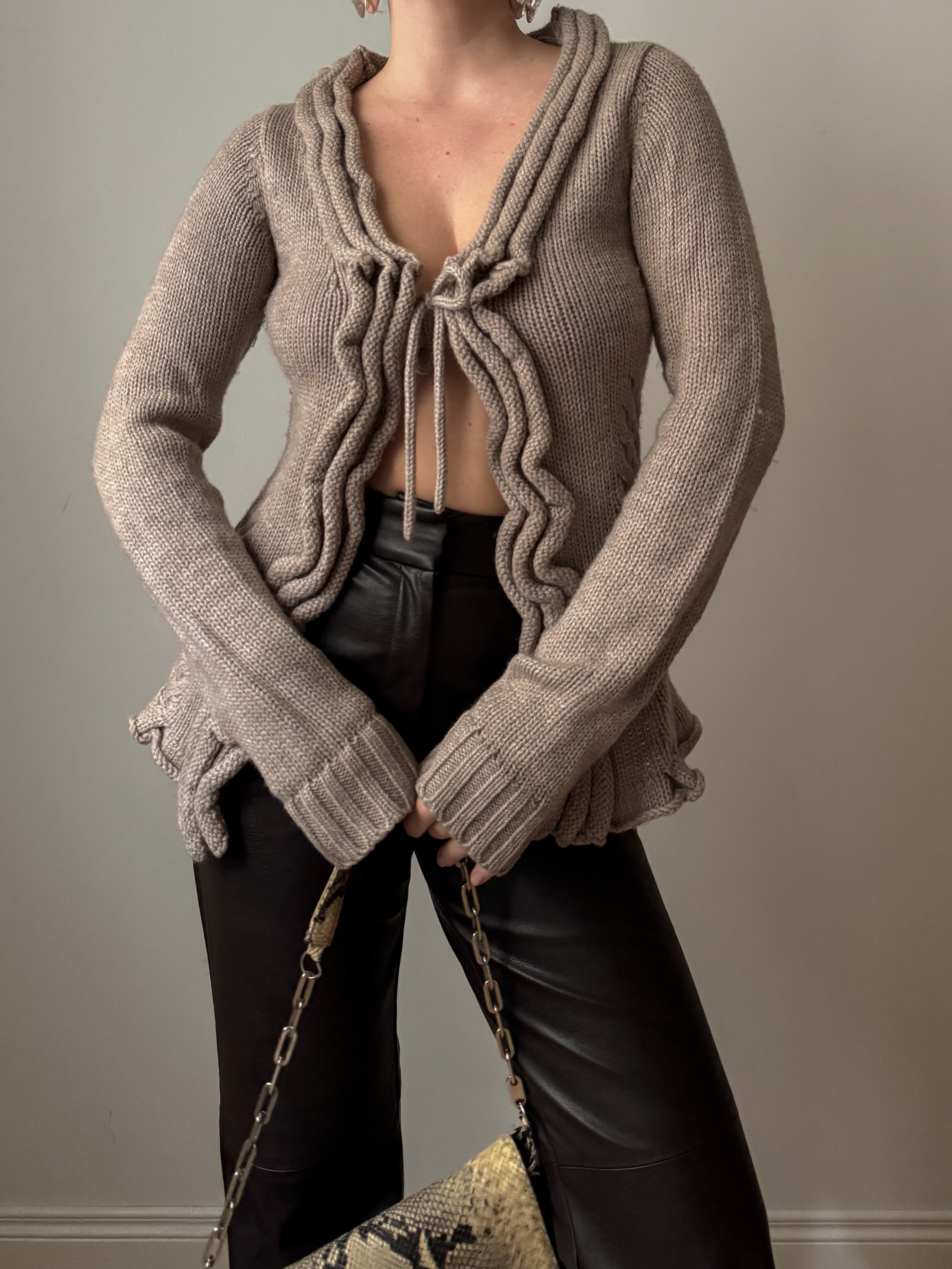 Wool blend sand cardigan