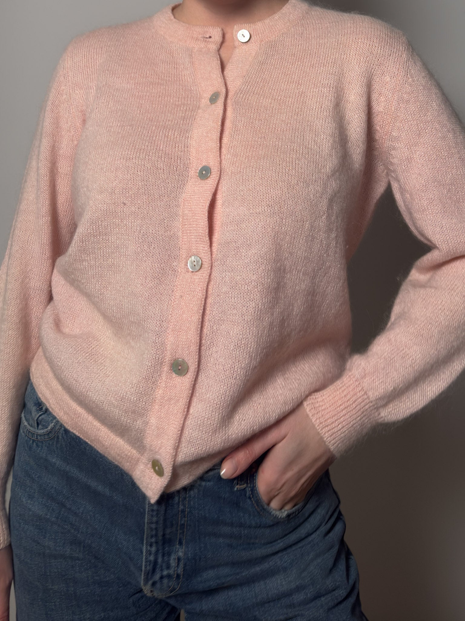 Pure wool pink cardigan