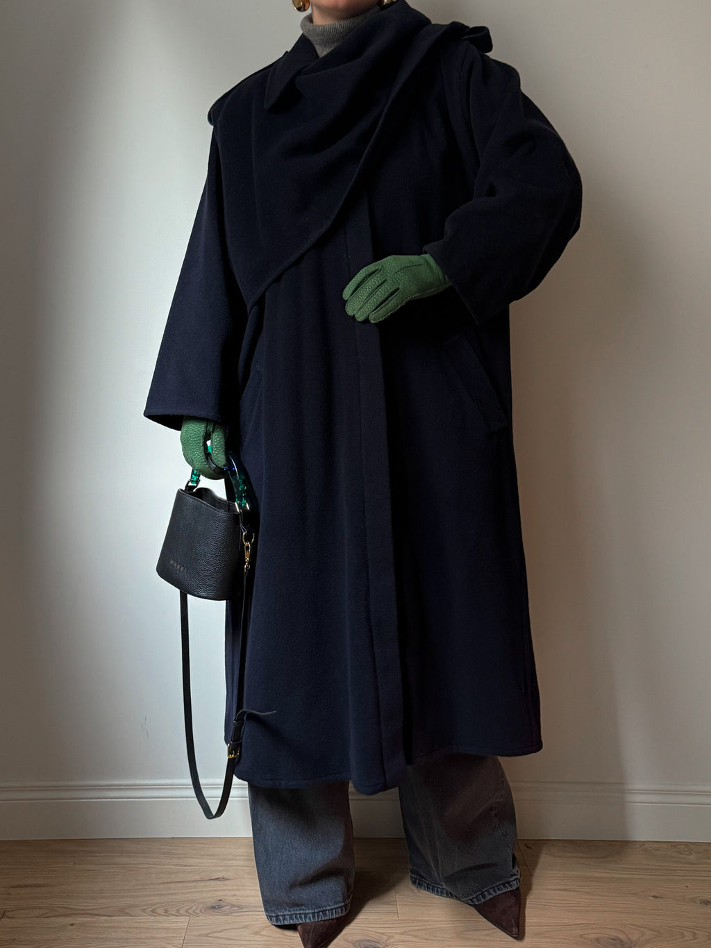 Wool blue long coat