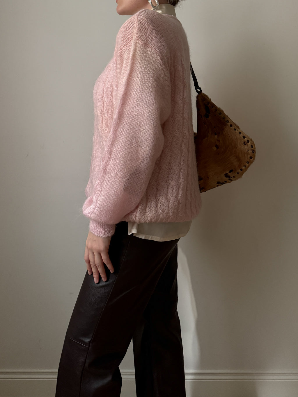 Wool and mohair pink cardigan