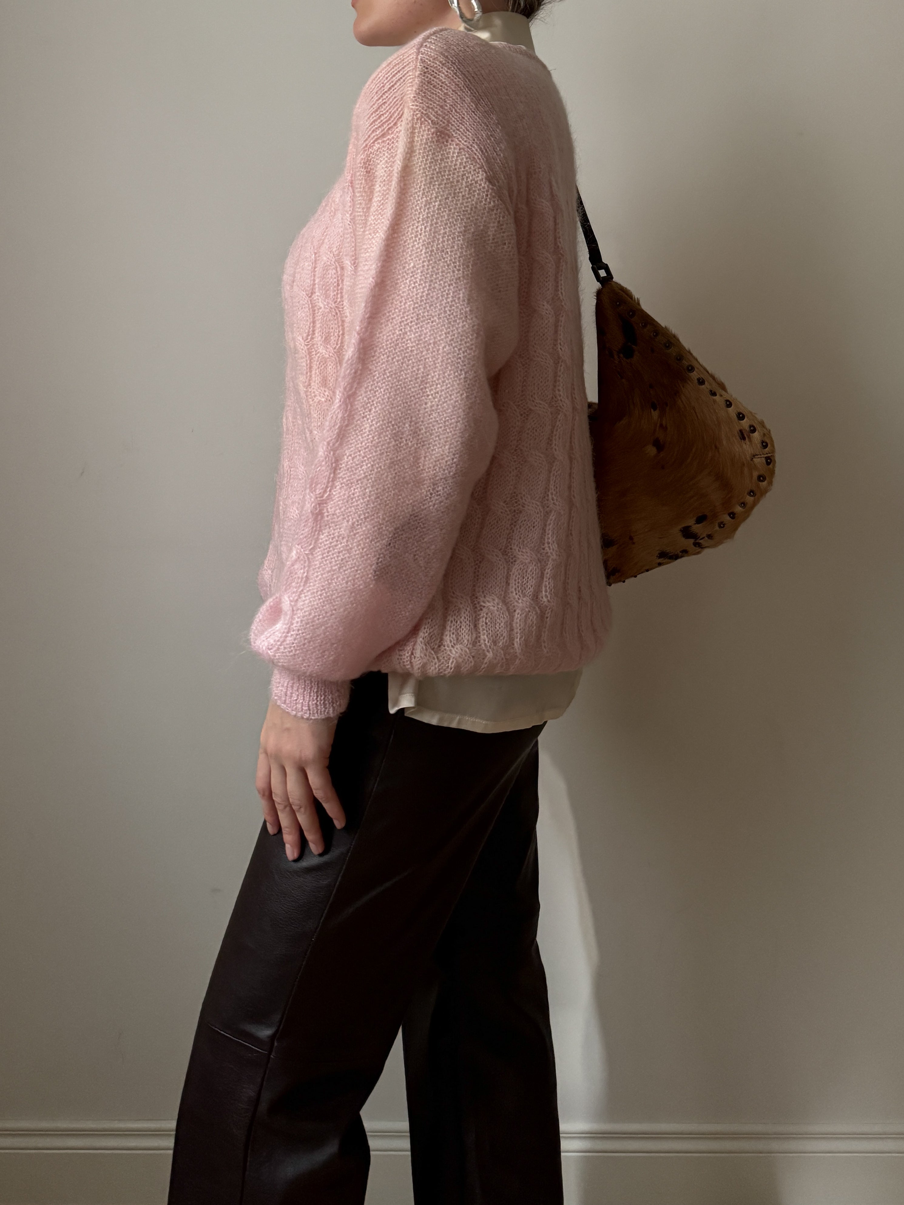 Wool and mohair pink cardigan