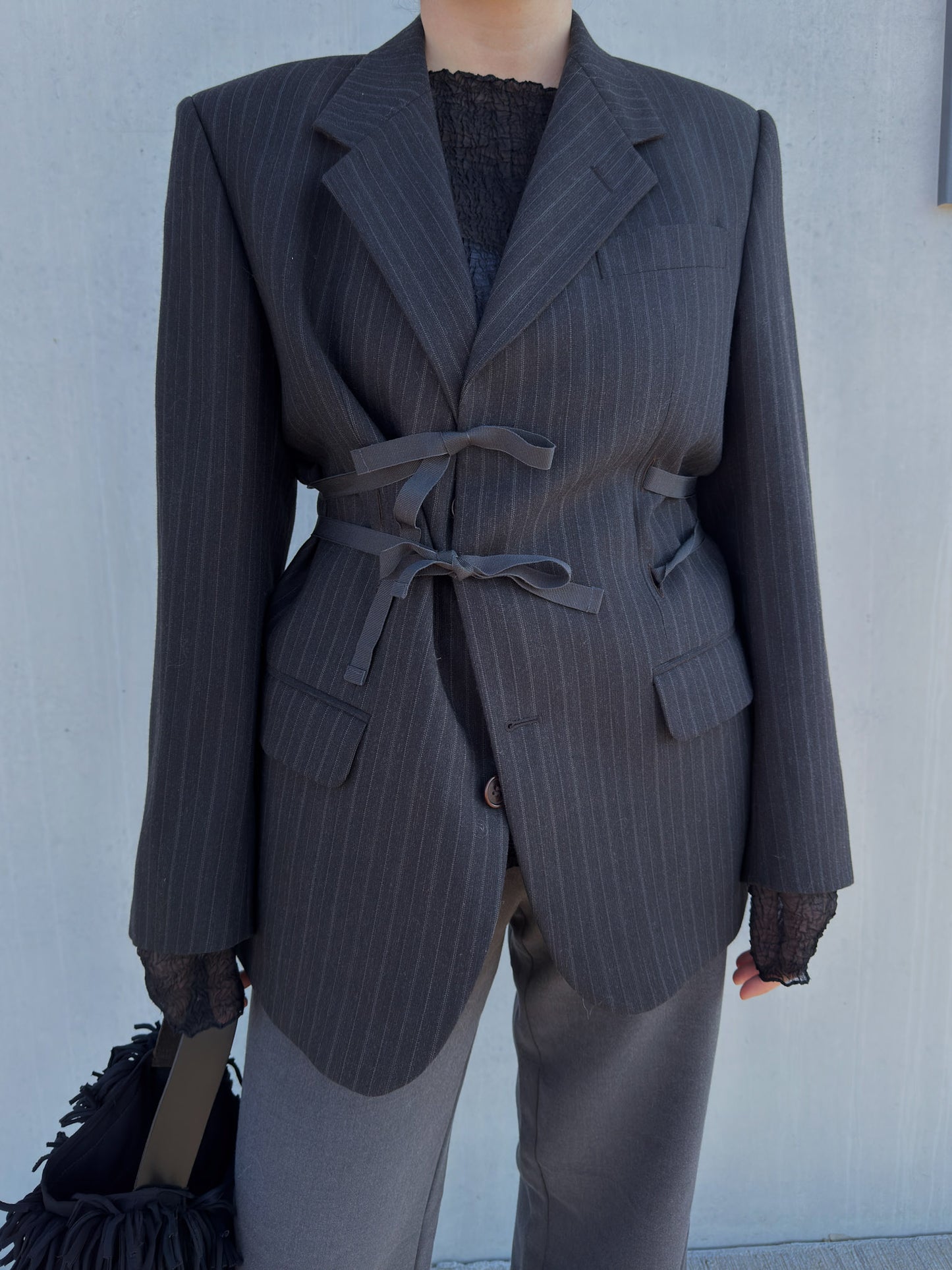 Brando grey pinstriped wool (Vittorio Lorini)