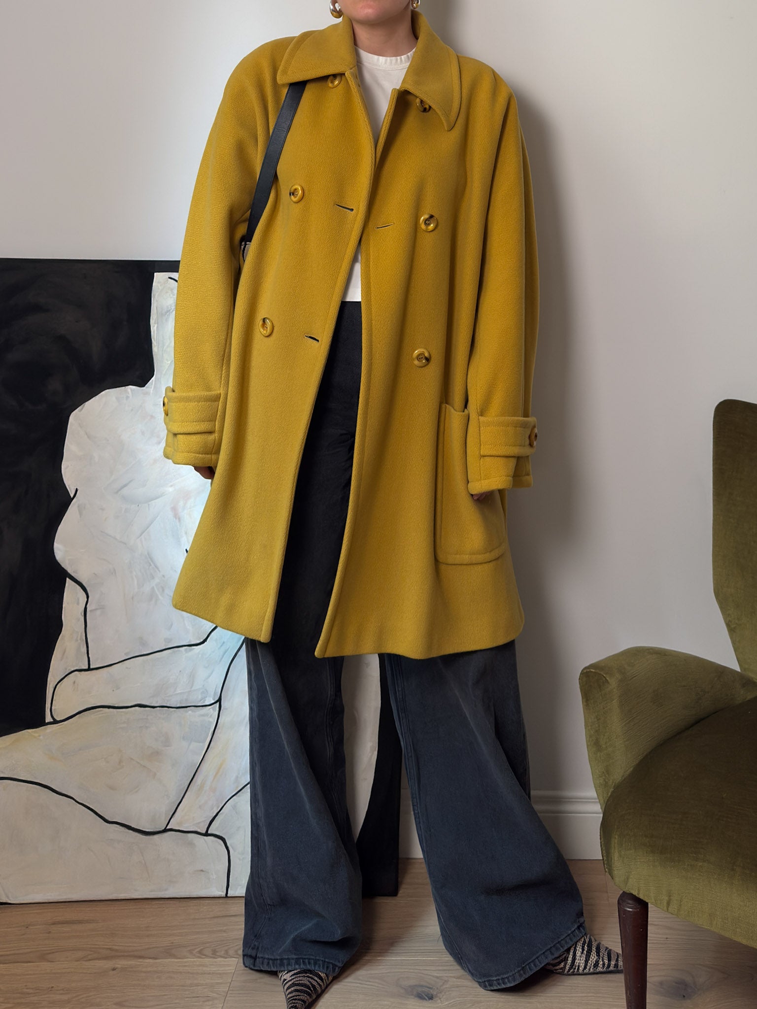 Pure virgin wool yellow caban