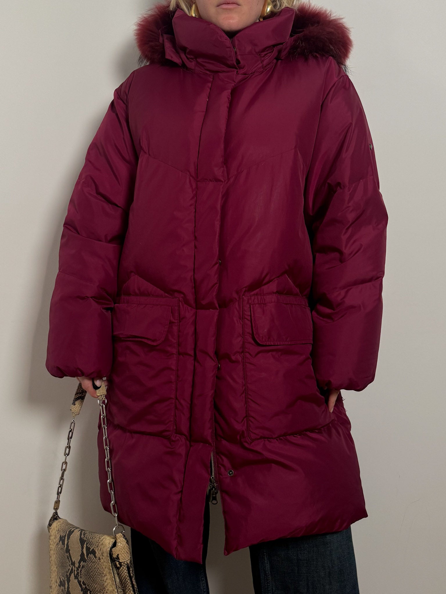 Real down burgundy puffer
