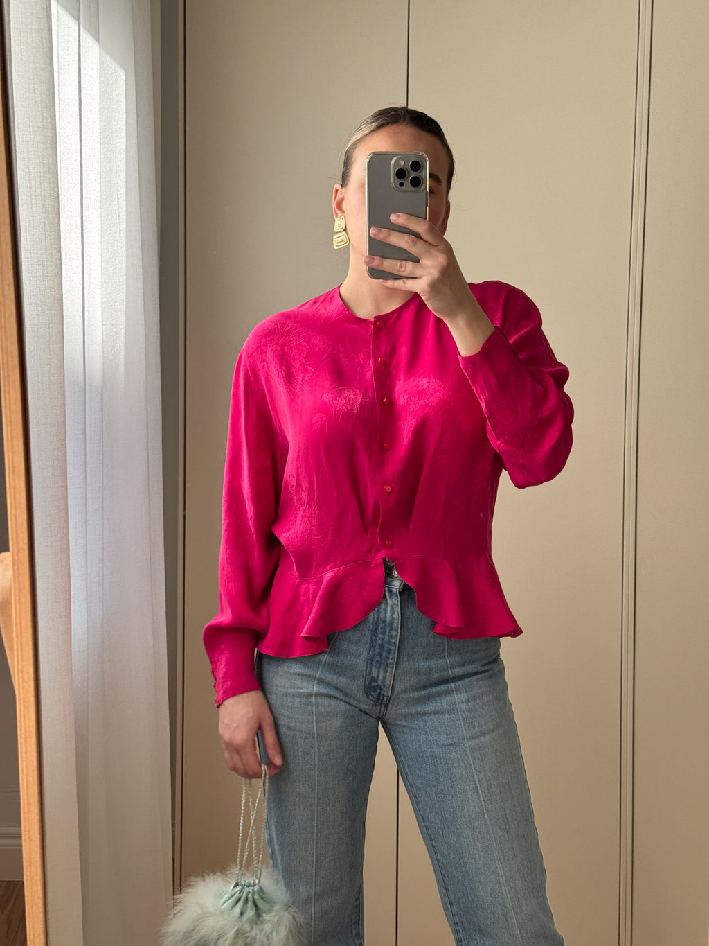 Pure silk cyclamen blouse