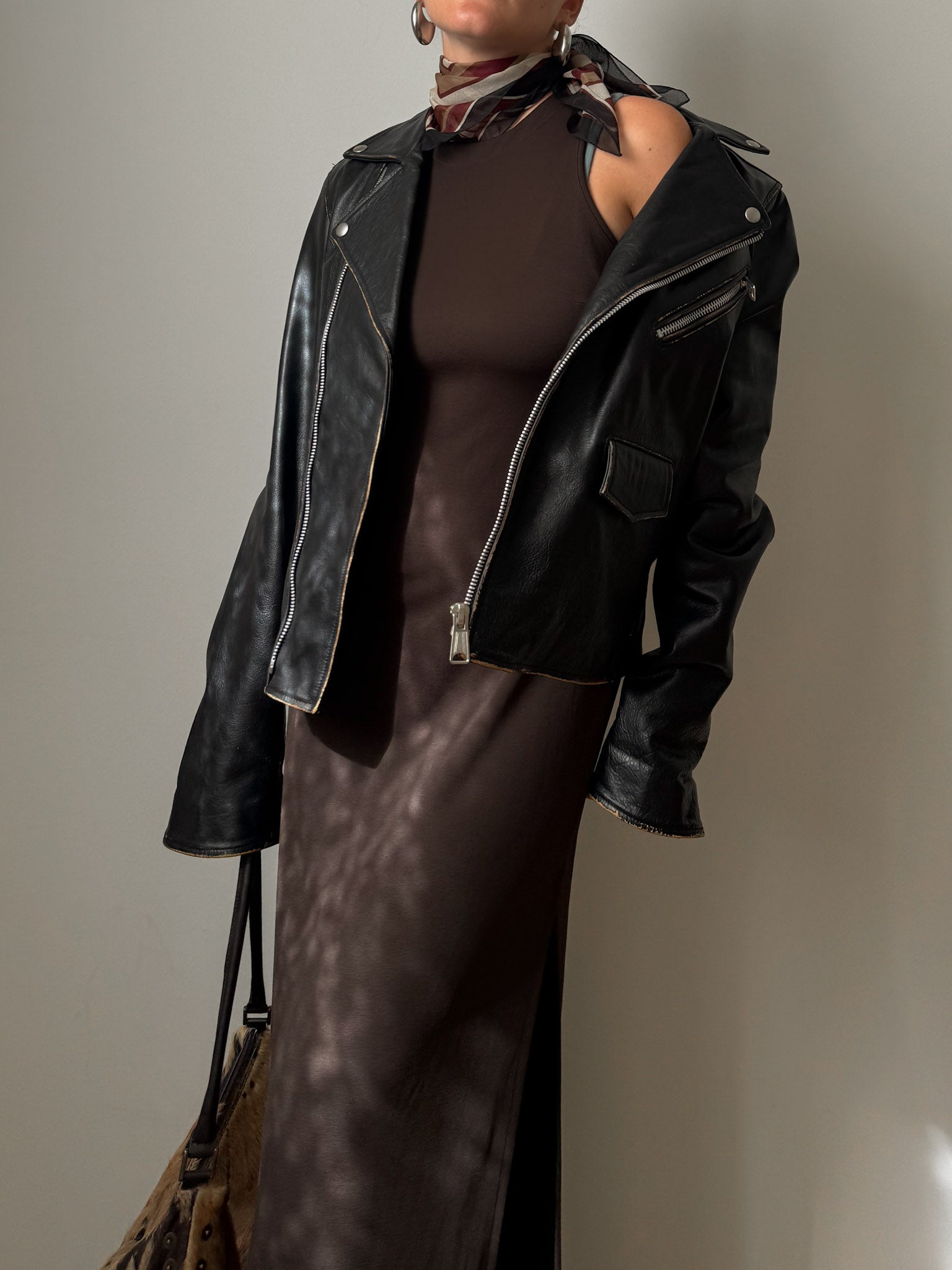 Real leather distressed Chiodo jacket