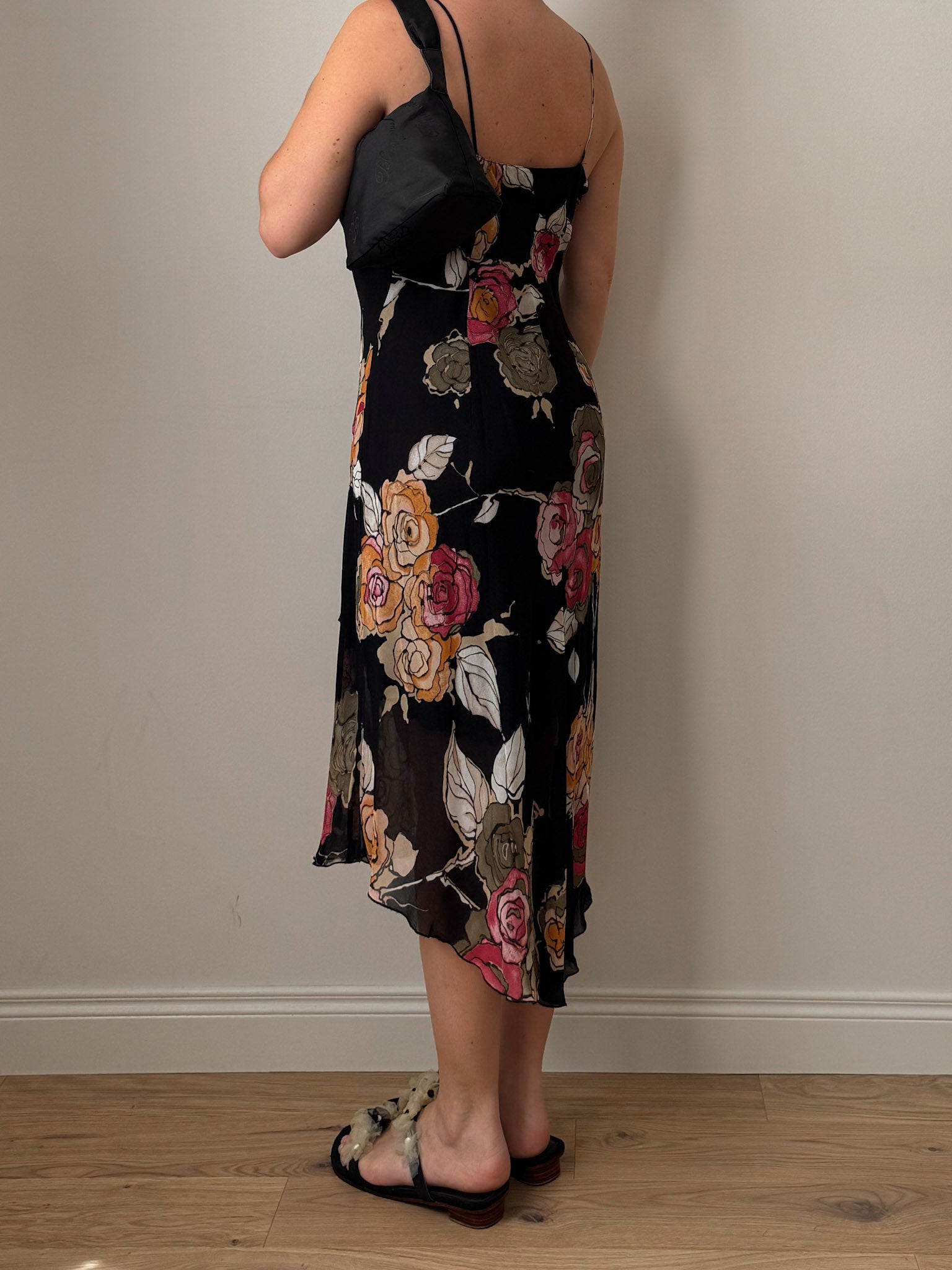 Viscose floral black dress