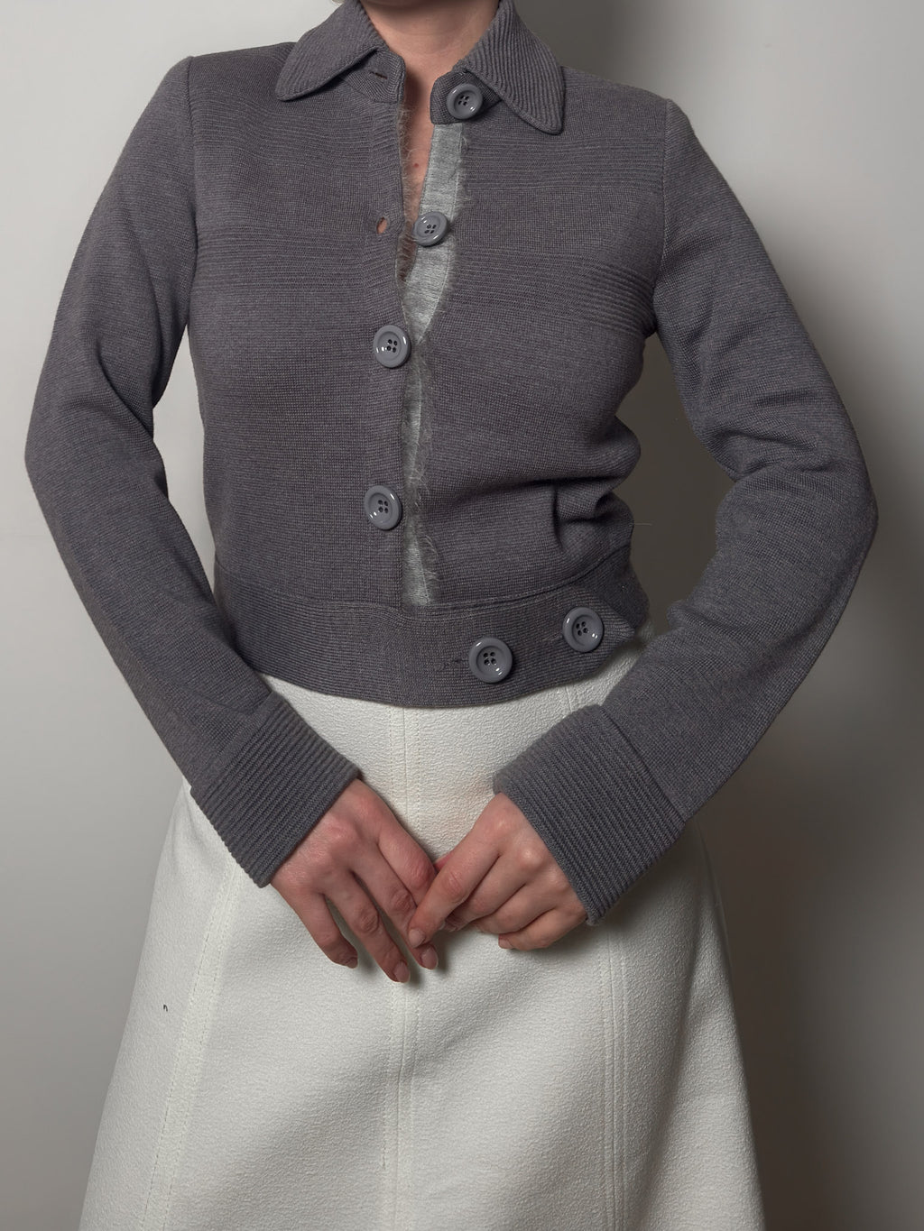 Pure merino wool grey cardigan