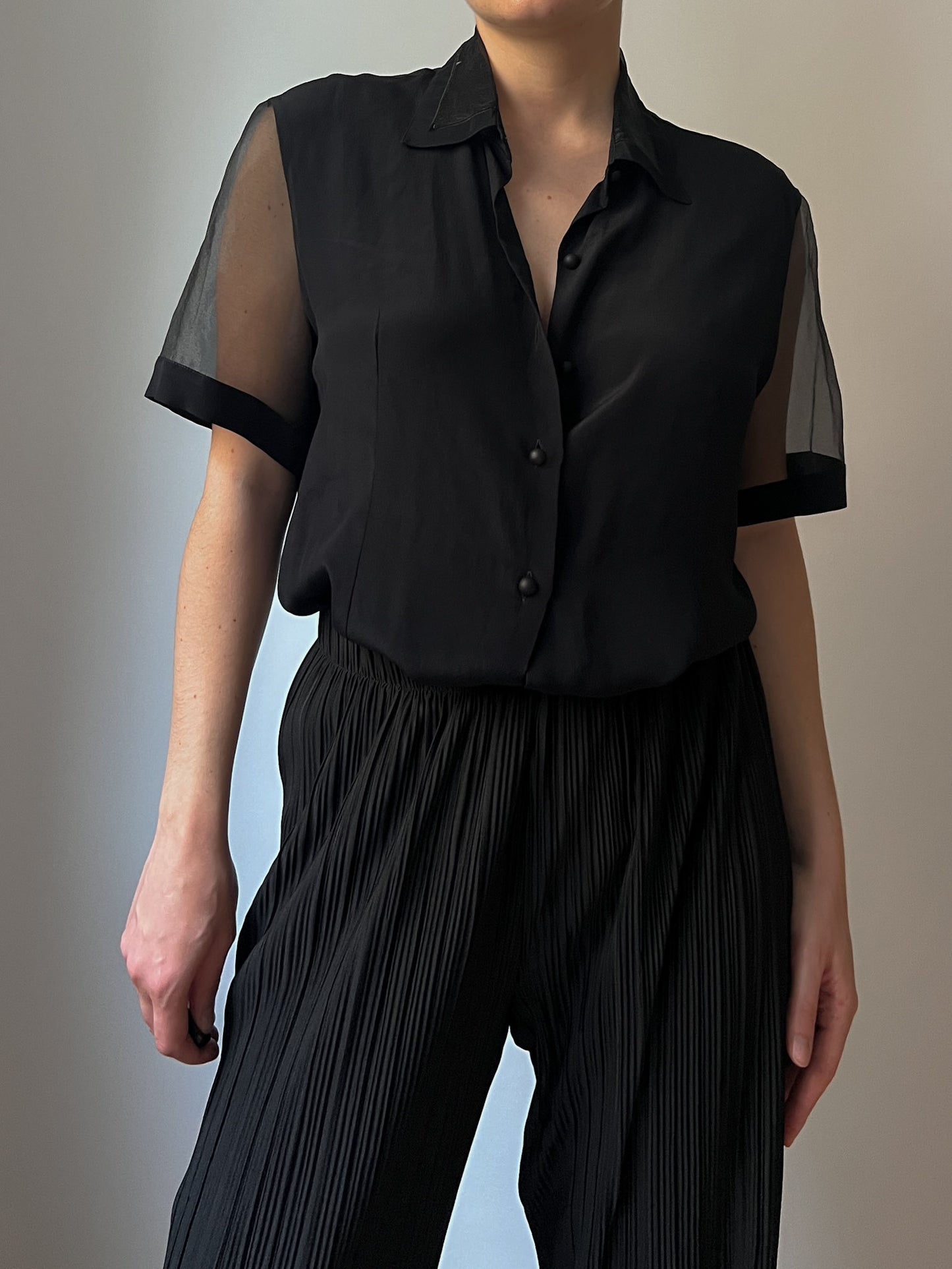 Silk blend black shirt