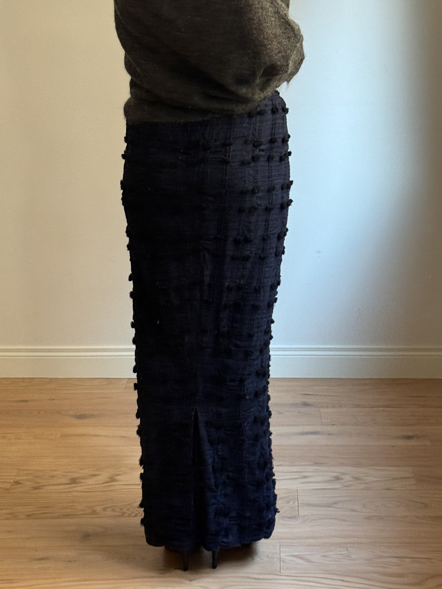 Textured cotton blue skirt