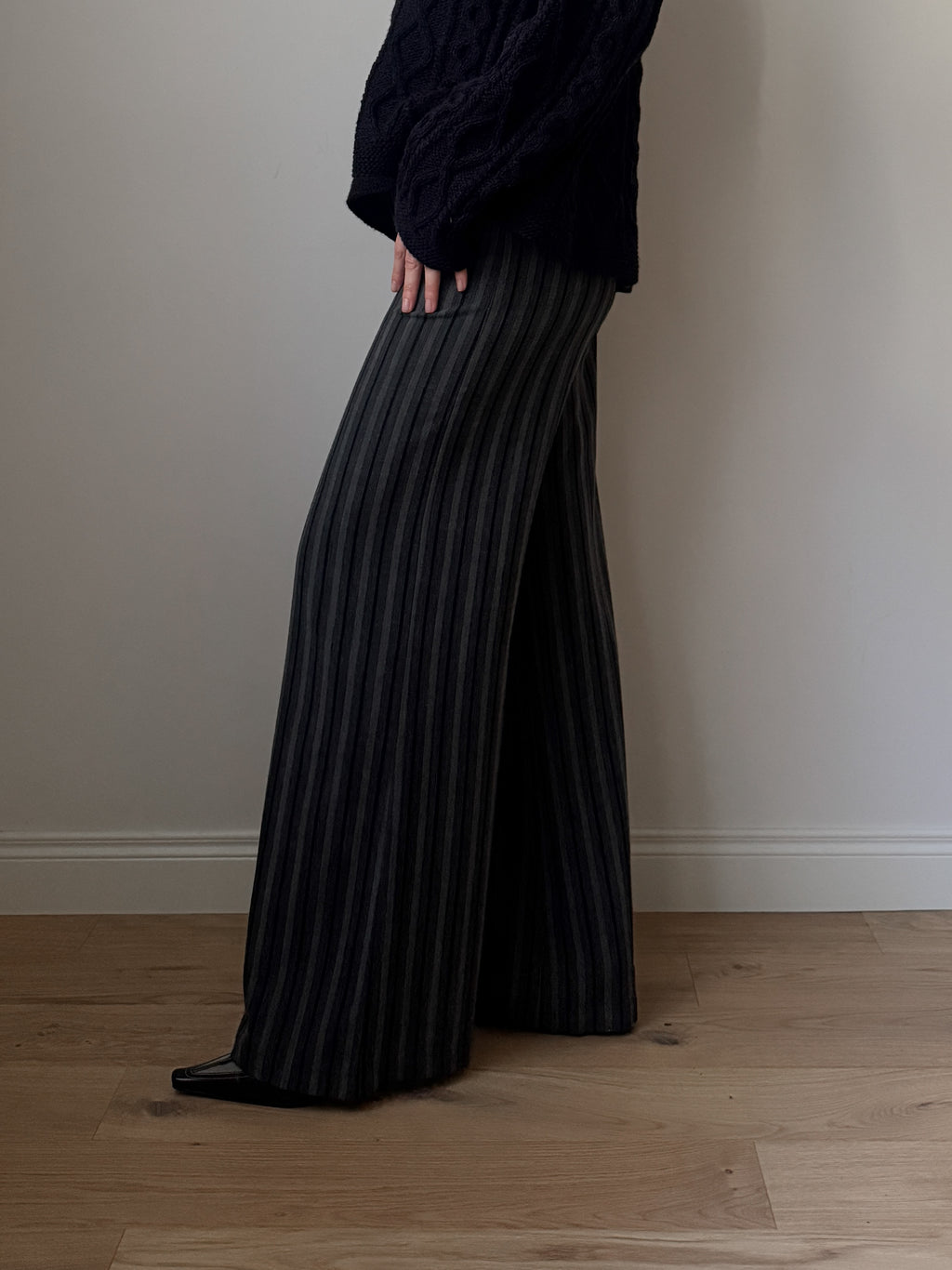 Wool and cotton striped pants