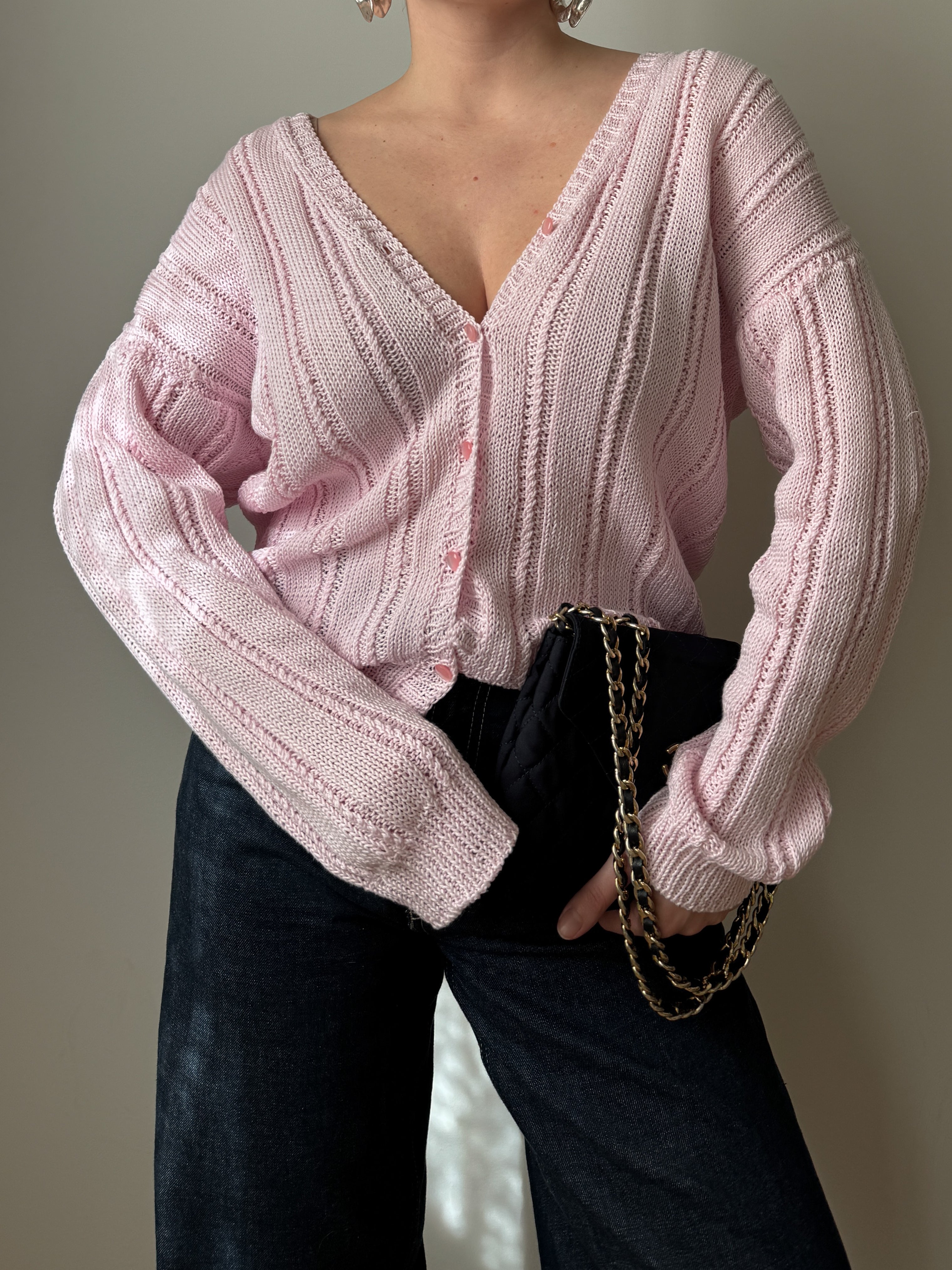 Pure cotton pink cardigan