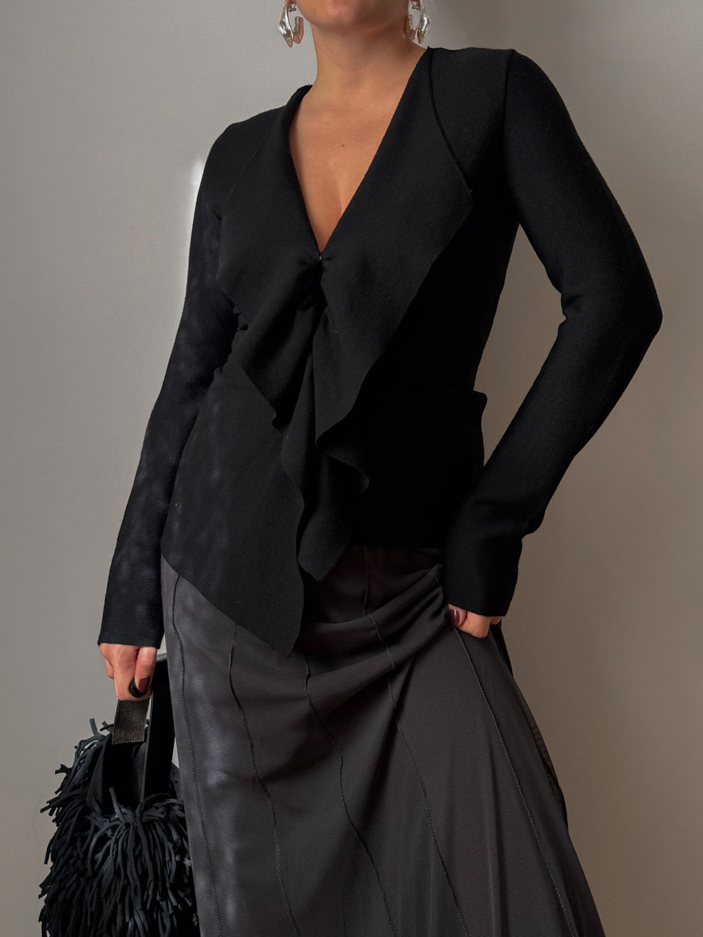 Pure merino wool black cardigan