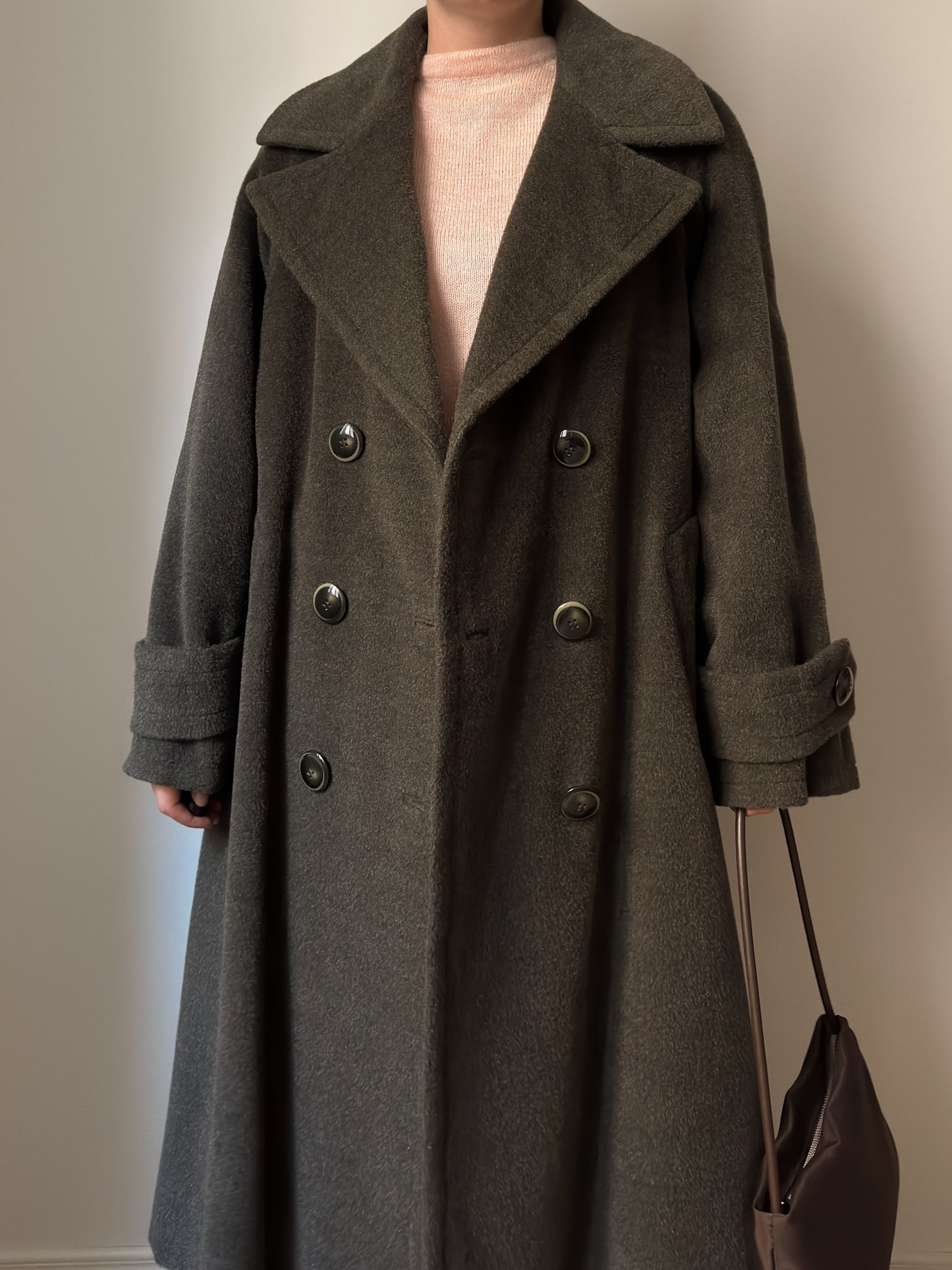 Wool and mohair olive coat