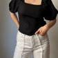 Pure linen black top