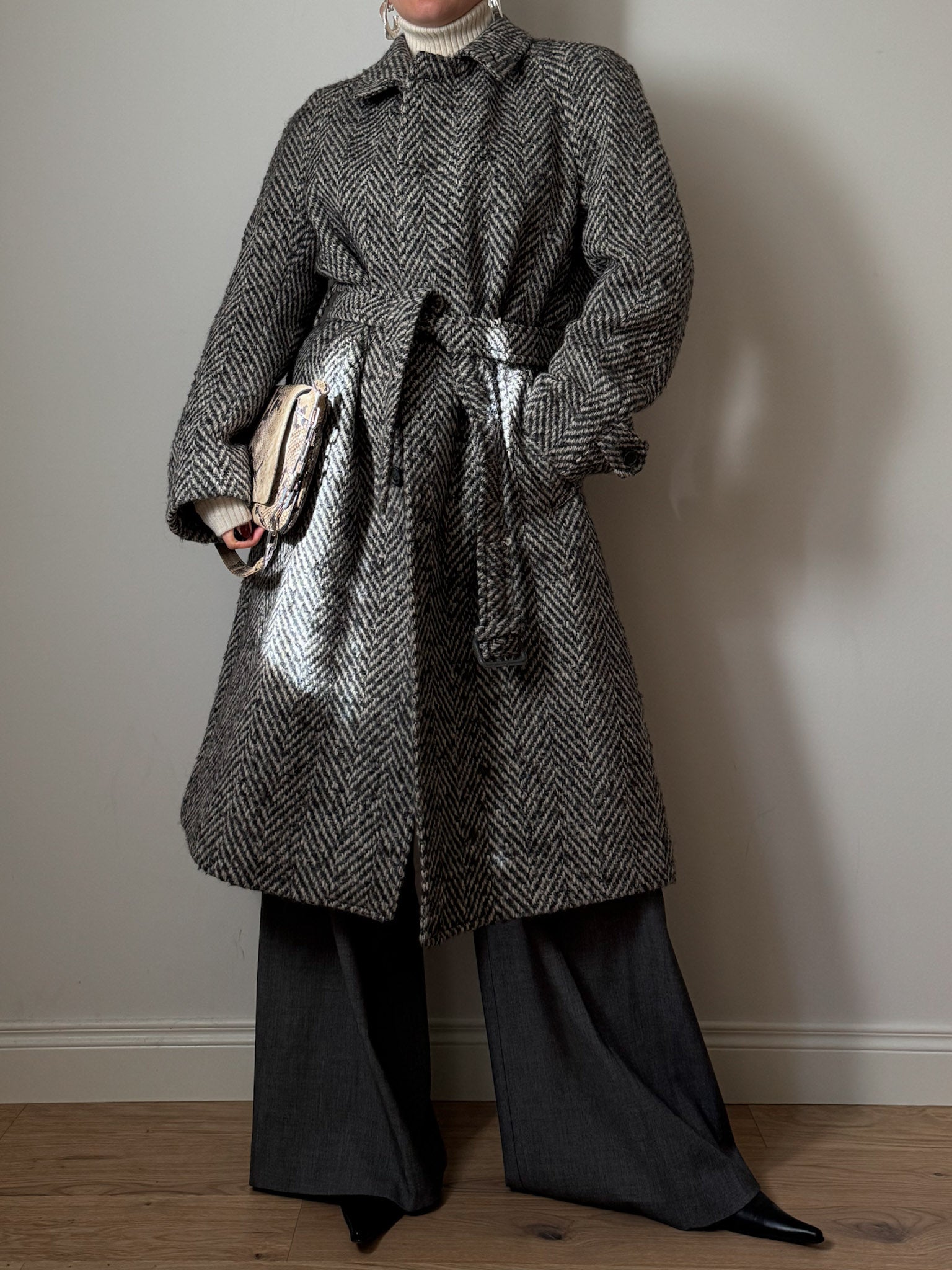 Pure wool herringobone coat