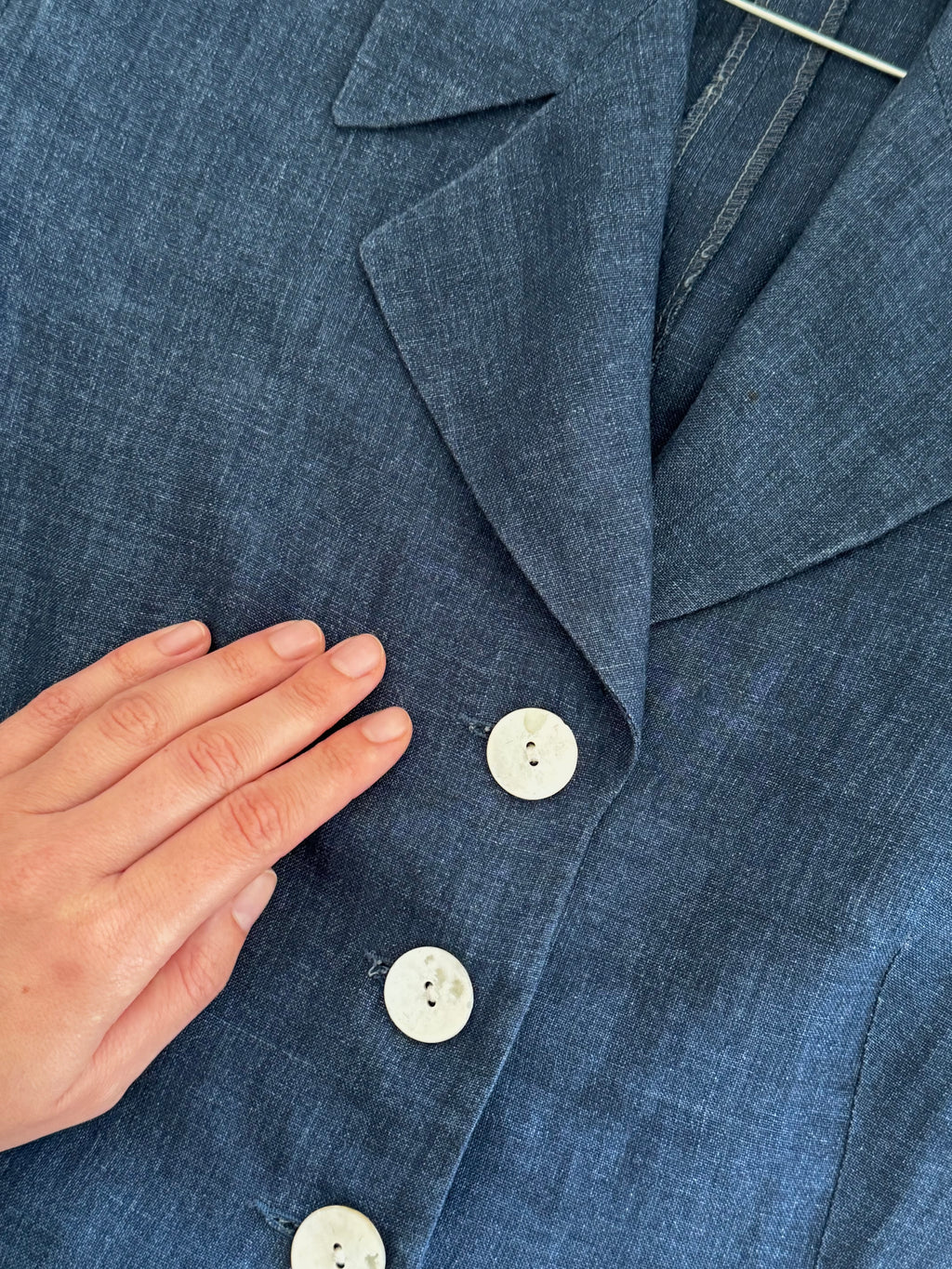 Pure linen blue denim suit