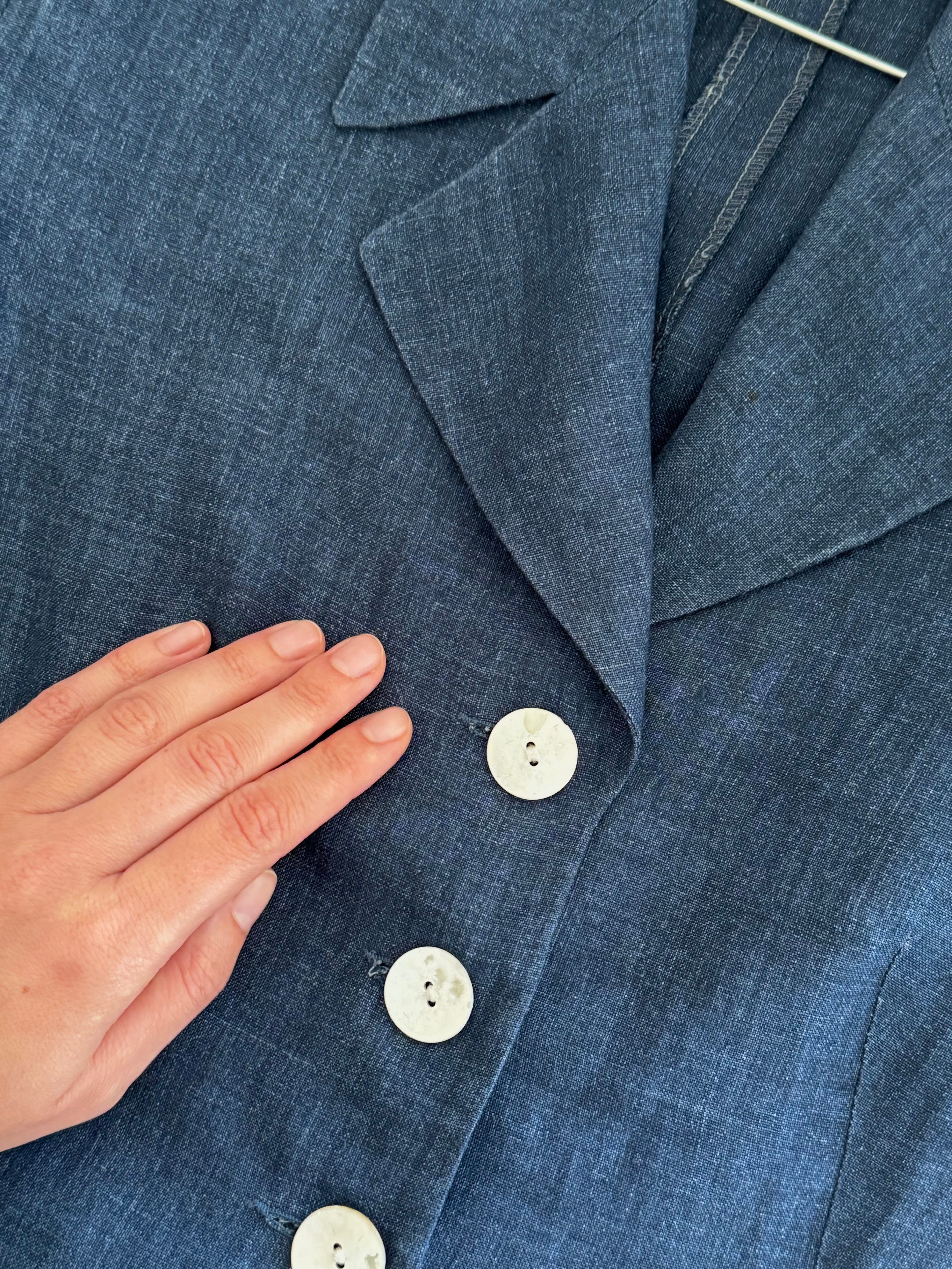 Pure linen blue denim suit