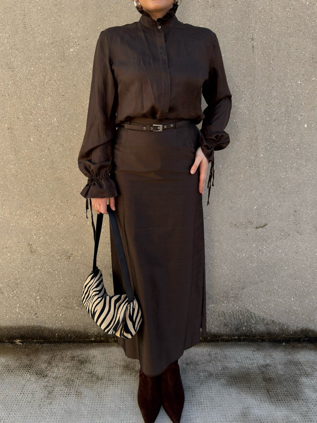 Max Mara silk chocolate  skirt